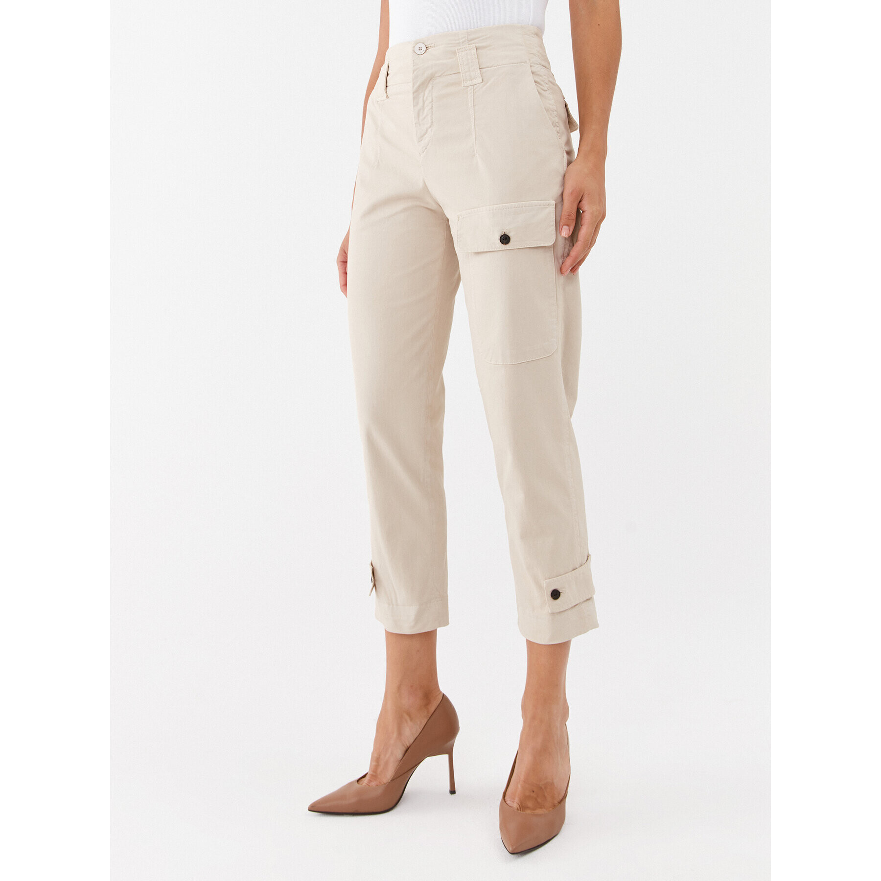 Pinko Pantaloni din material Globo 102042 A15L Écru Regular Fit - Pled.ro