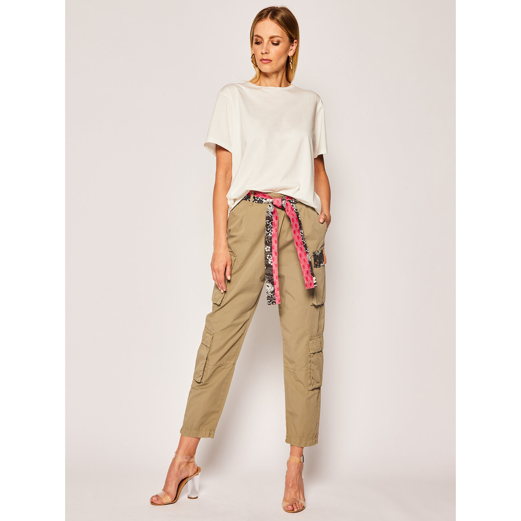 Pinko Pantaloni din material Ink Sarouel PE 20PBK2 1B14EN Y67H Verde Regular Fit - Pled.ro