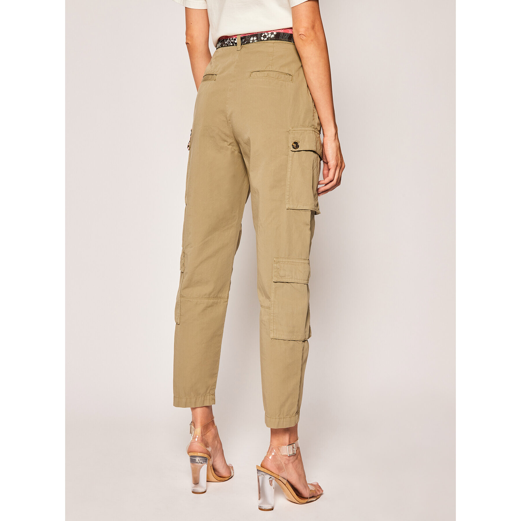 Pinko Pantaloni din material Ink Sarouel PE 20PBK2 1B14EN Y67H Verde Regular Fit - Pled.ro