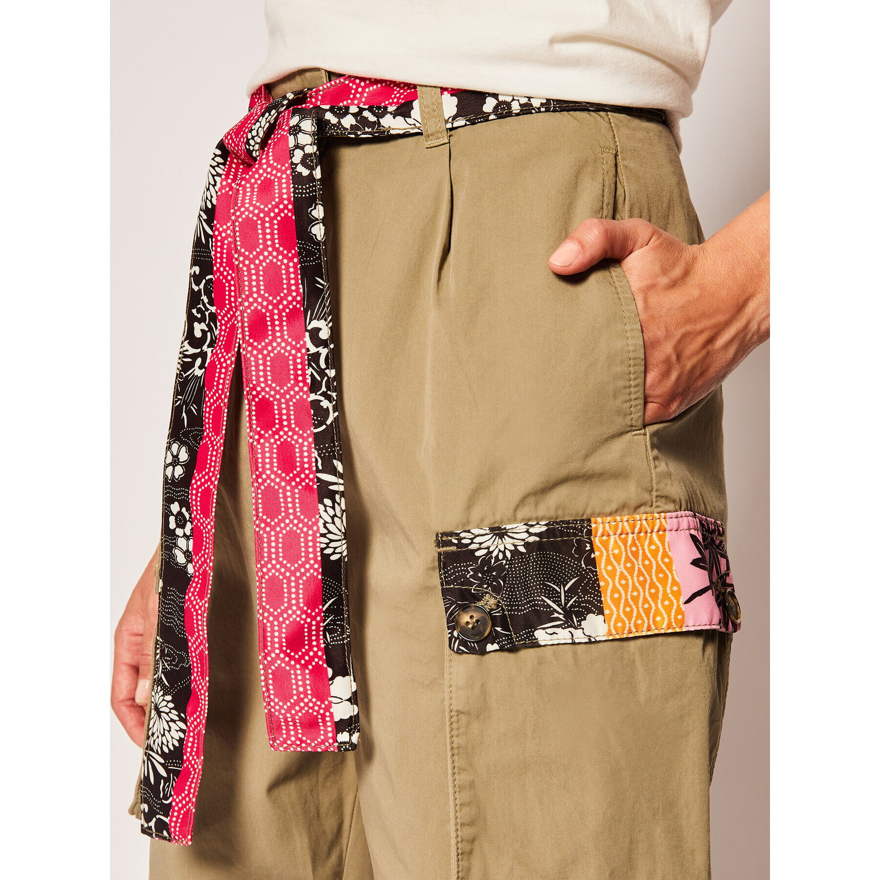 Pinko Pantaloni din material Ink Sarouel PE 20PBK2 1B14EN Y67H Verde Regular Fit - Pled.ro