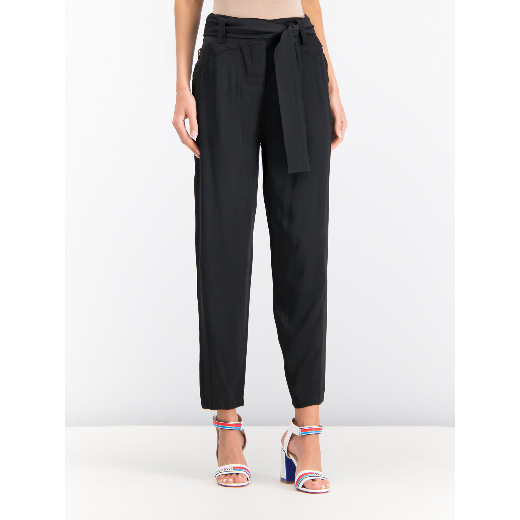 Pinko Pantaloni din material Luciana 20191 PBK2 1B13LH 7479 Negru Regular Fit - Pled.ro