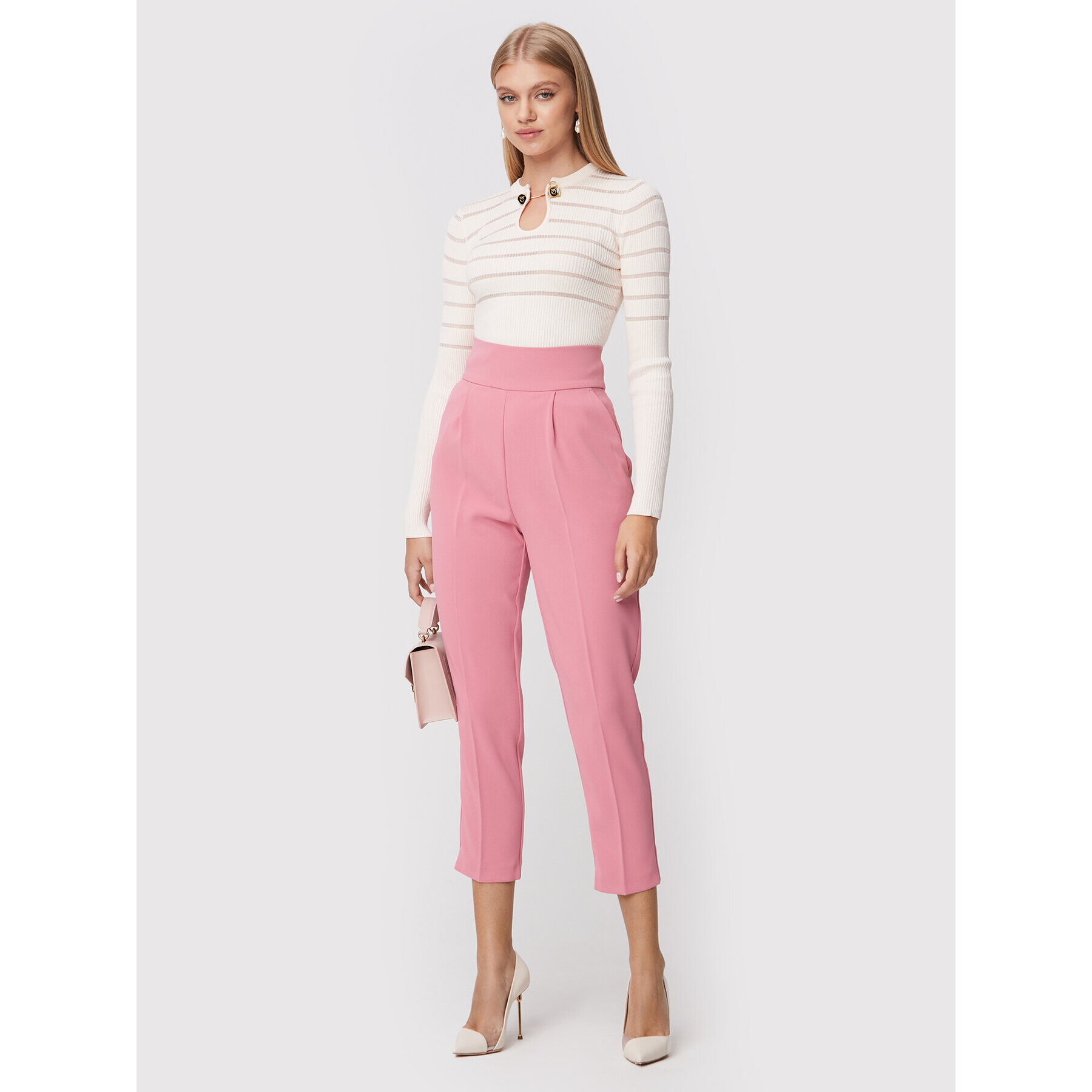 Pinko Pantaloni din material Natalia 1G1817 7624 Roz Regular Fit - Pled.ro