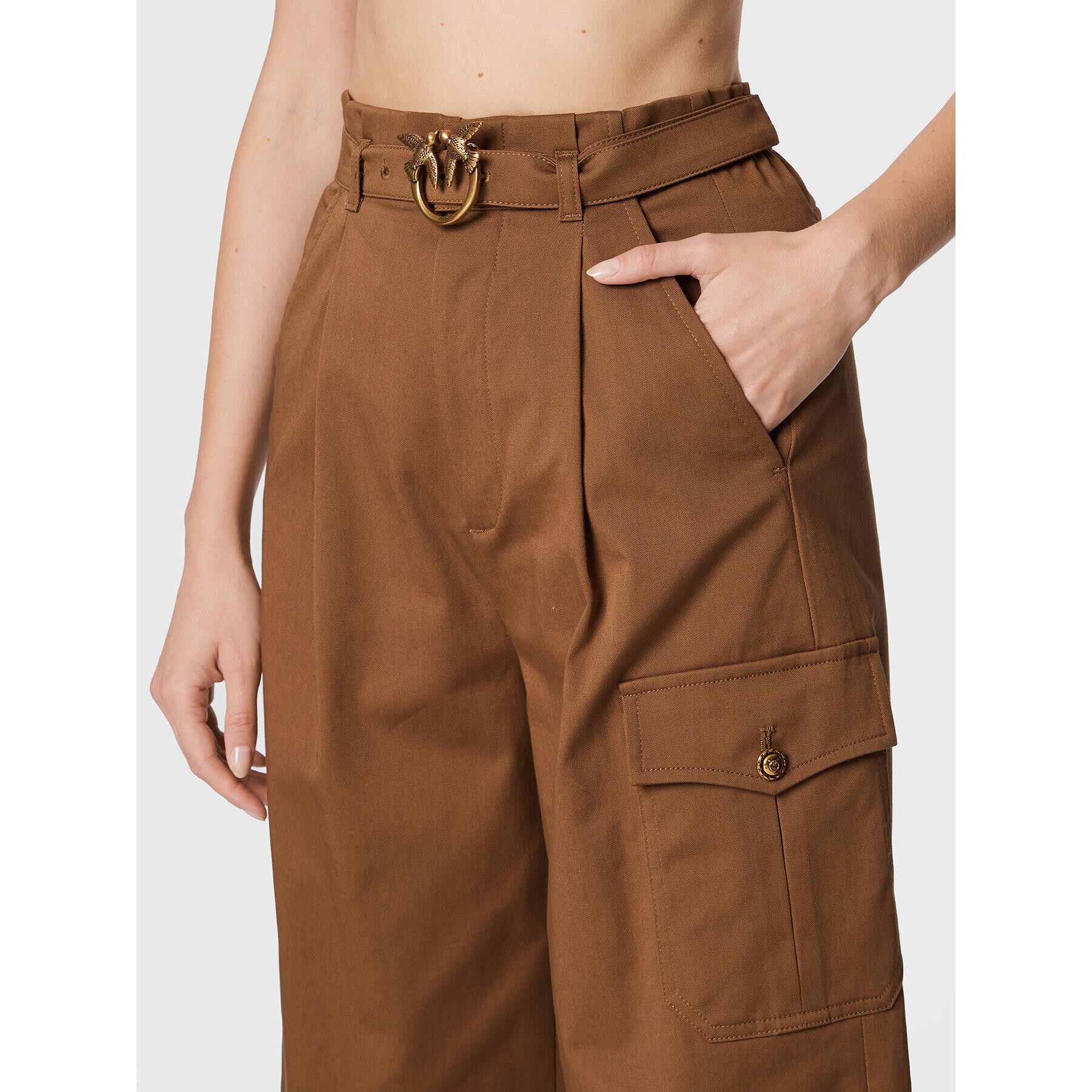 Pinko Pantaloni din material Page 1G189V A054 Maro Regular Fit - Pled.ro