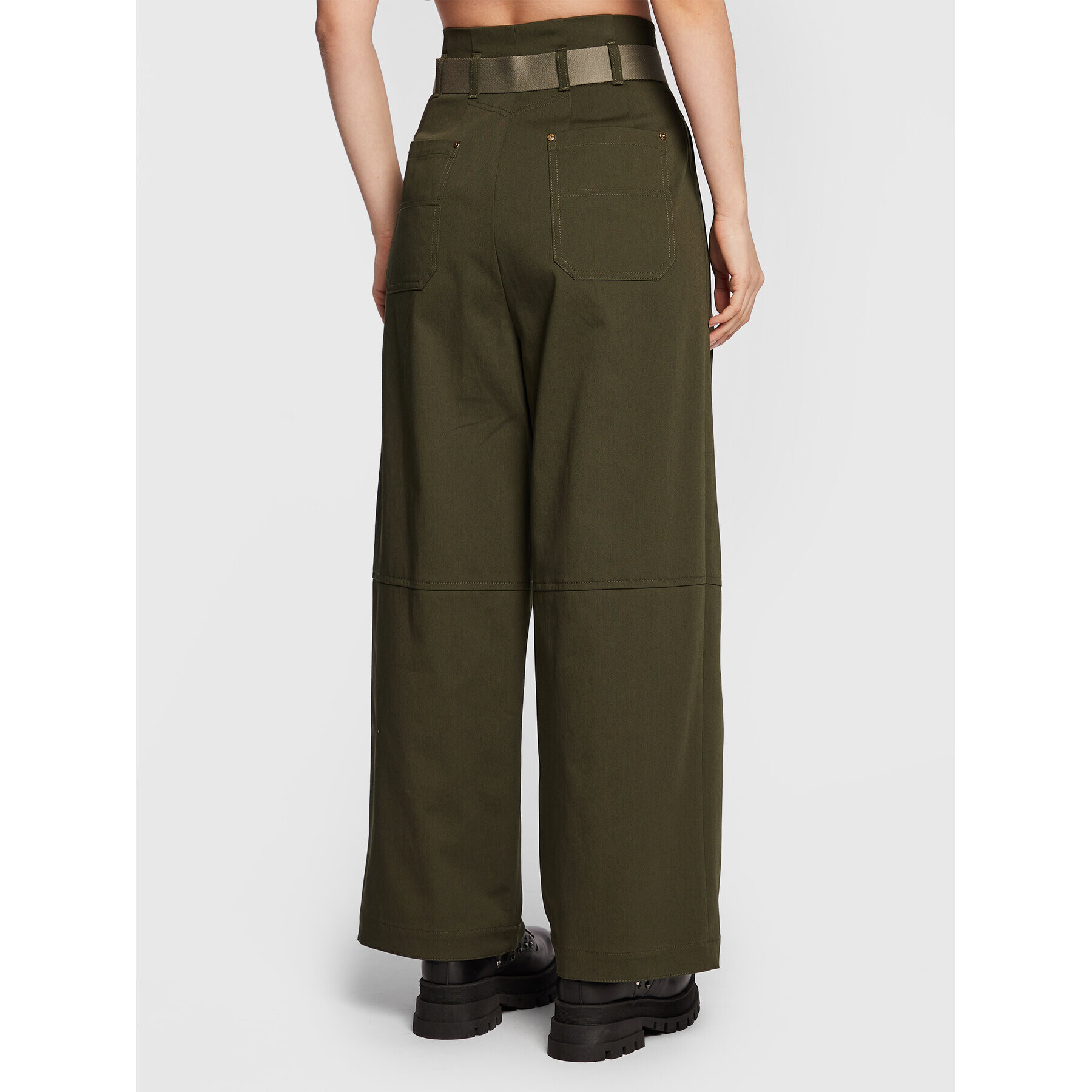 Pinko Pantaloni din material Penni 1G189X A054 Verde Relaxed Fit - Pled.ro