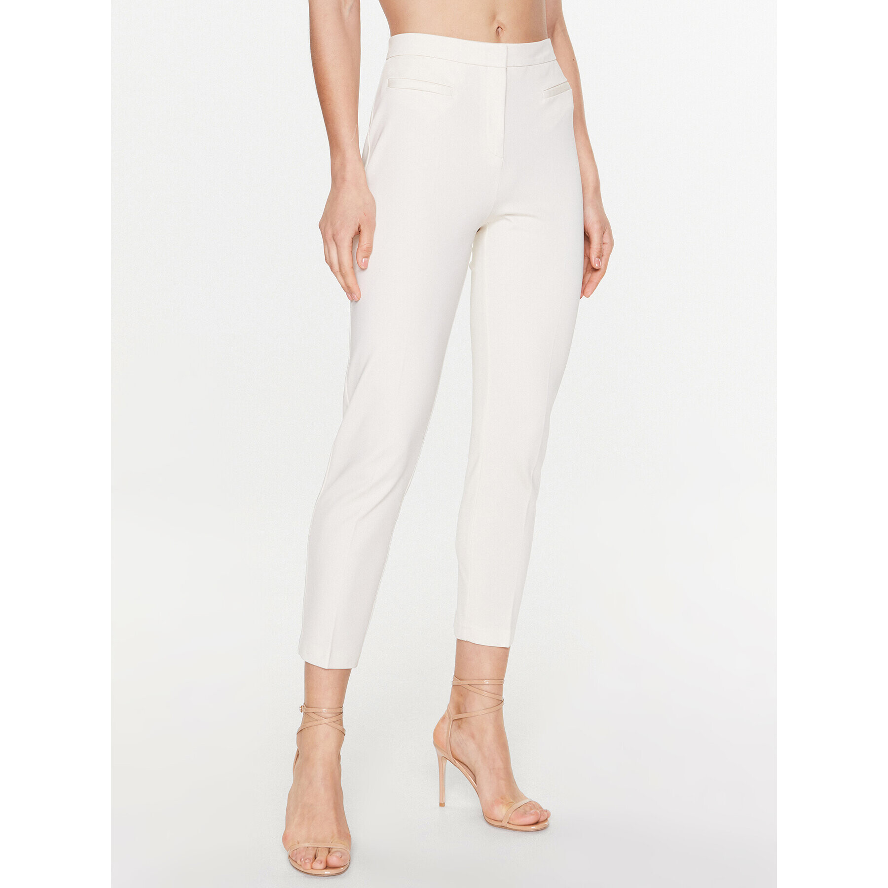 Pinko Pantaloni din material Perfetto 100152 A0HM Écru Regular Fit - Pled.ro