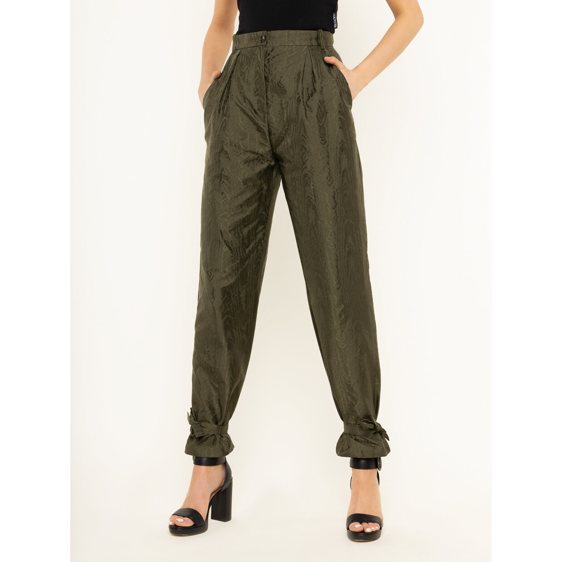 Pinko Pantaloni din material Superman 20201 PBK2 1B14DP 7984 Verde Relaxed Fit - Pled.ro