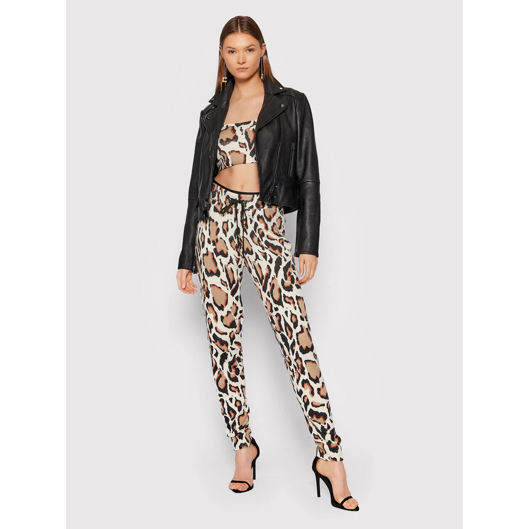 Pinko Pantaloni tricotați Laccare 1Q10AM Y7PH Maro Regular Fit - Pled.ro