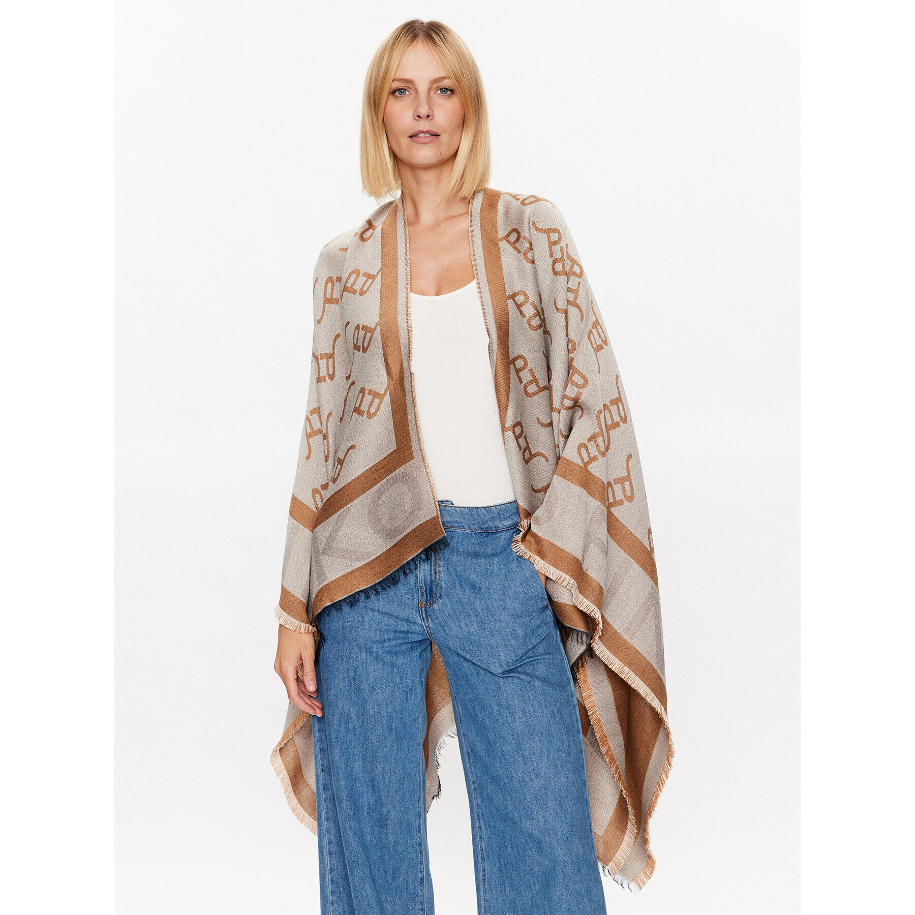 Pinko Poncho Pedante 100527 A0K6 Bej Relaxed Fit - Pled.ro