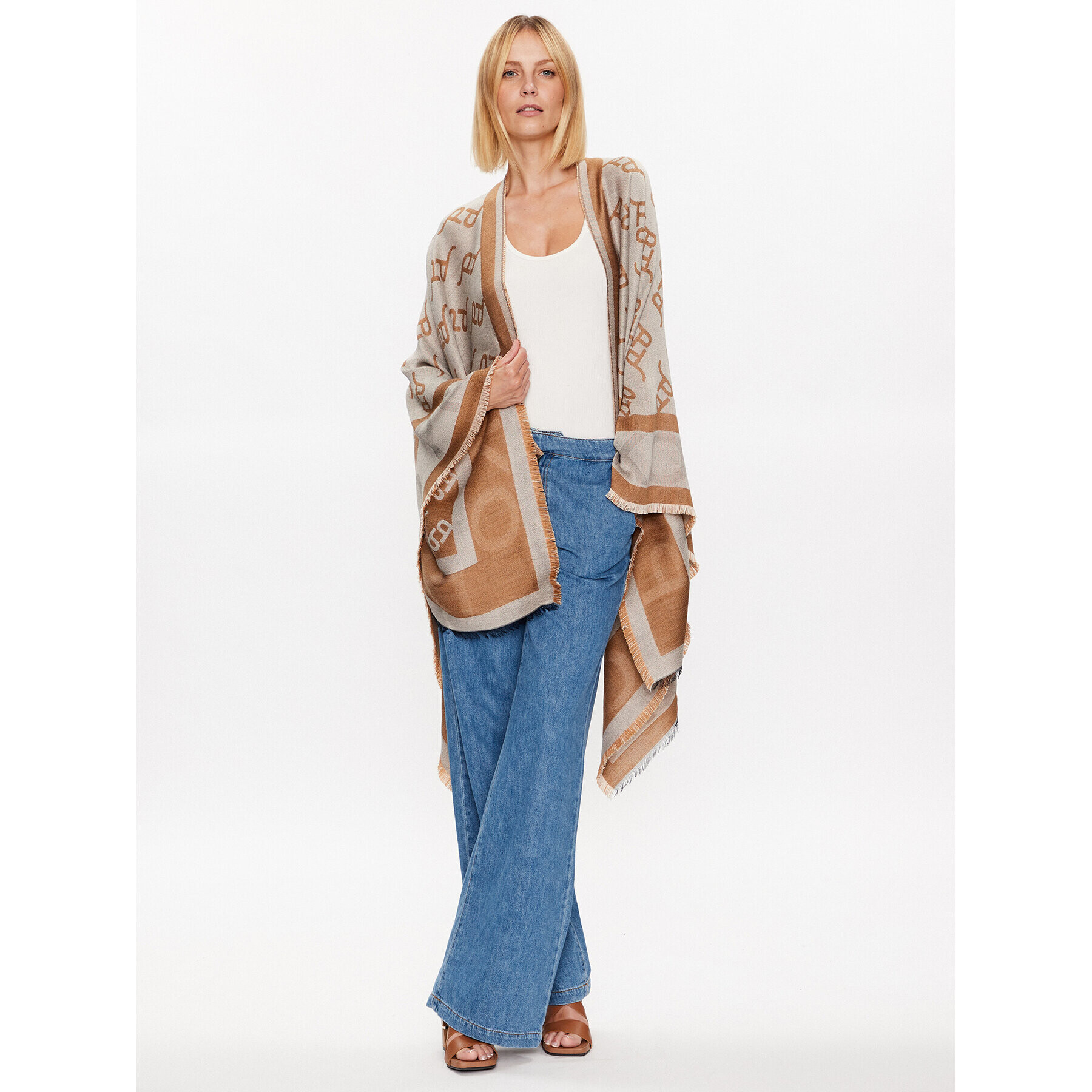 Pinko Poncho Pedante 100527 A0K6 Bej Relaxed Fit - Pled.ro