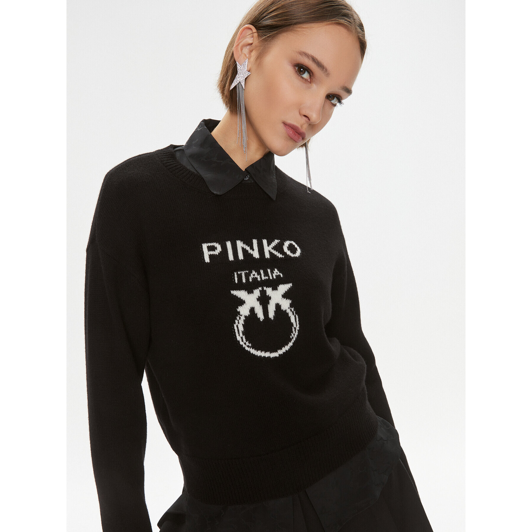 Pinko Pulover Burgos 100414 Y7Z4 Negru Regular Fit - Pled.ro