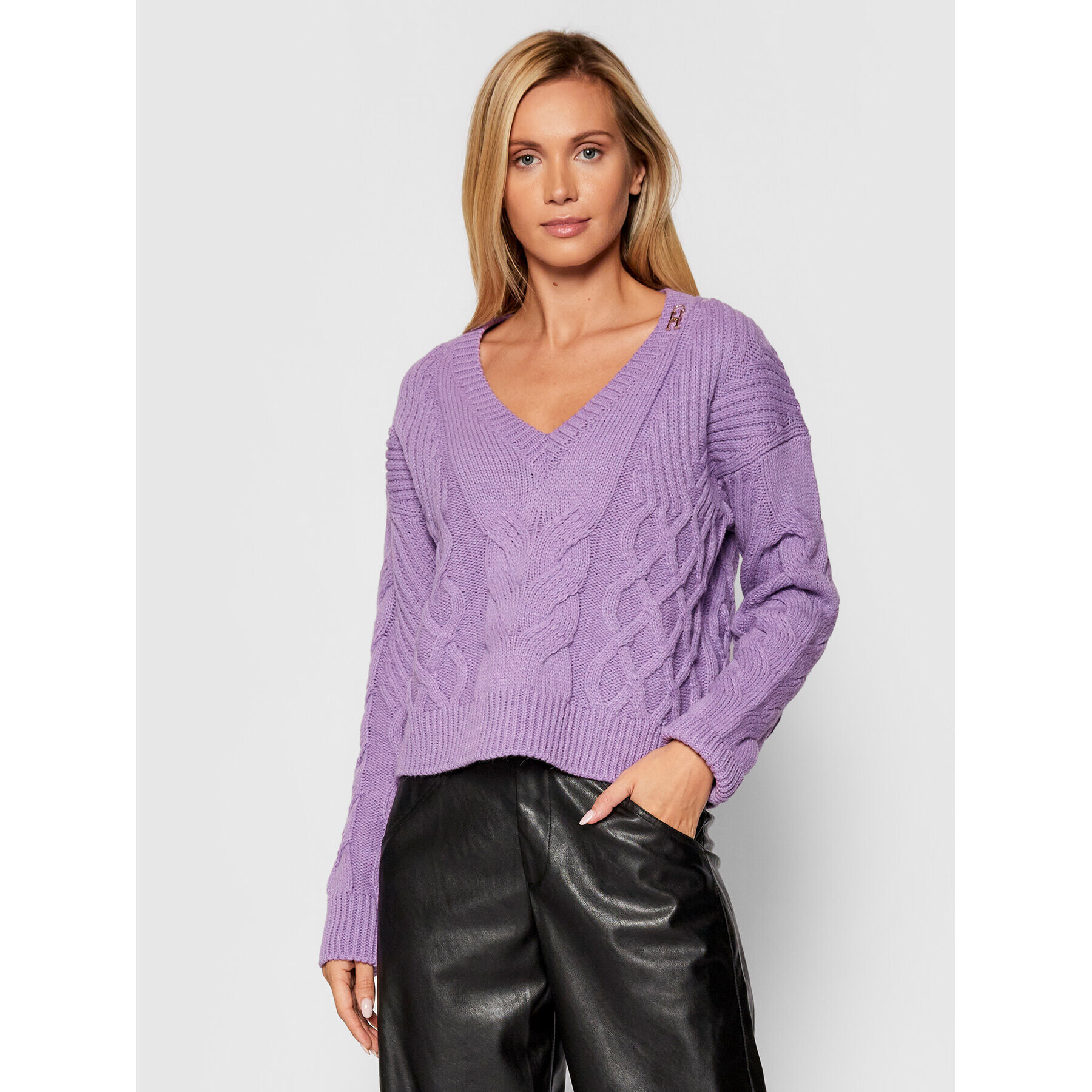 Pinko Pulover Lavorare 1Q10AF Y7RP Violet Regular Fit - Pled.ro