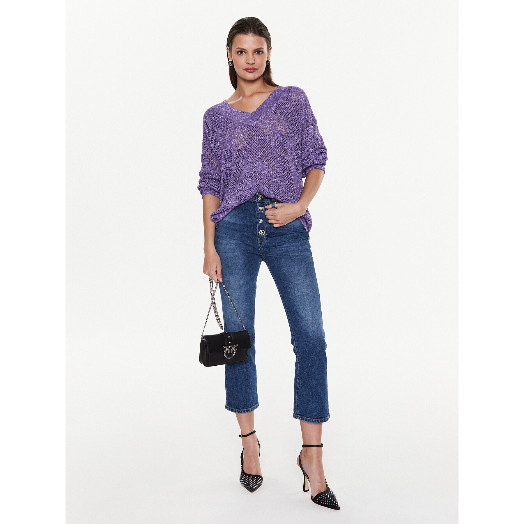 Pinko Pulover Marisol 100302 A0K2 Violet Regular Fit - Pled.ro