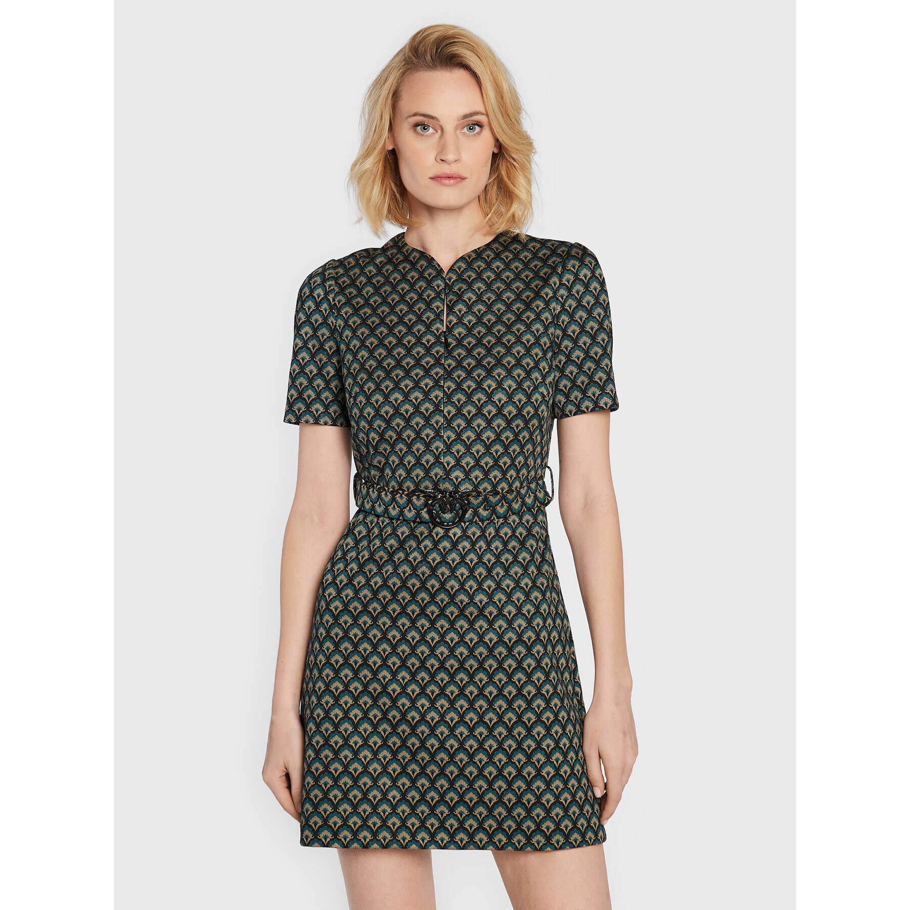 Pinko Rochie cocktail Ambre 1G18DQ A048 Verde Slim Fit - Pled.ro