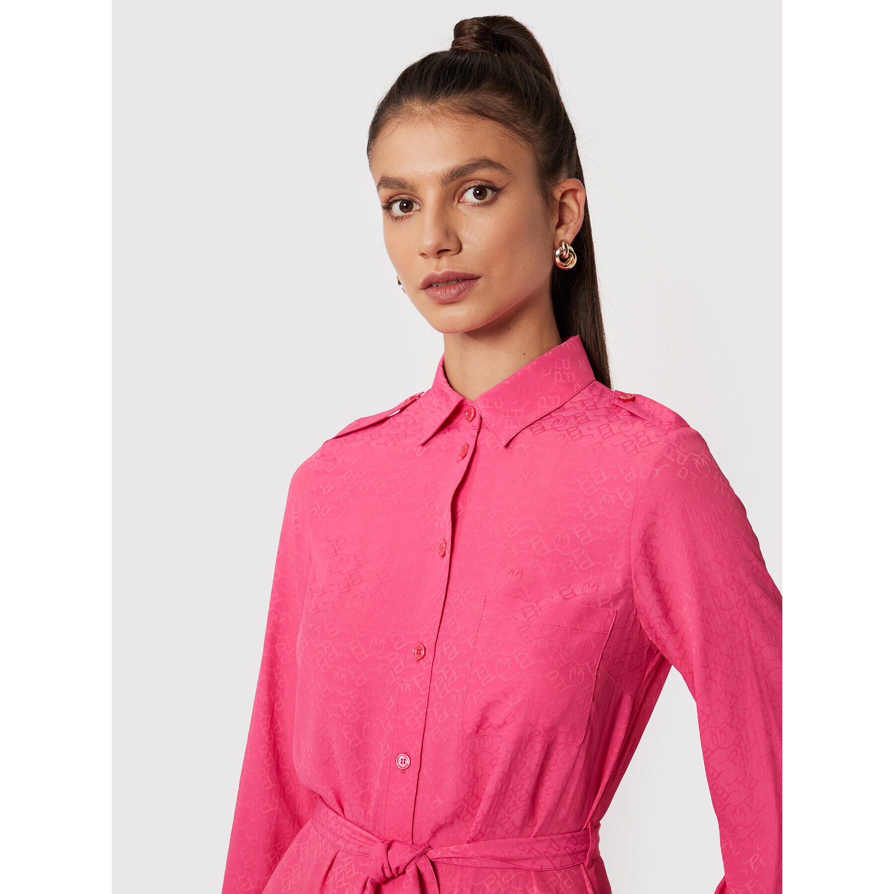 Pinko Rochie tip cămașă Alicia 1G1895 A01P Roz Regular Fit - Pled.ro