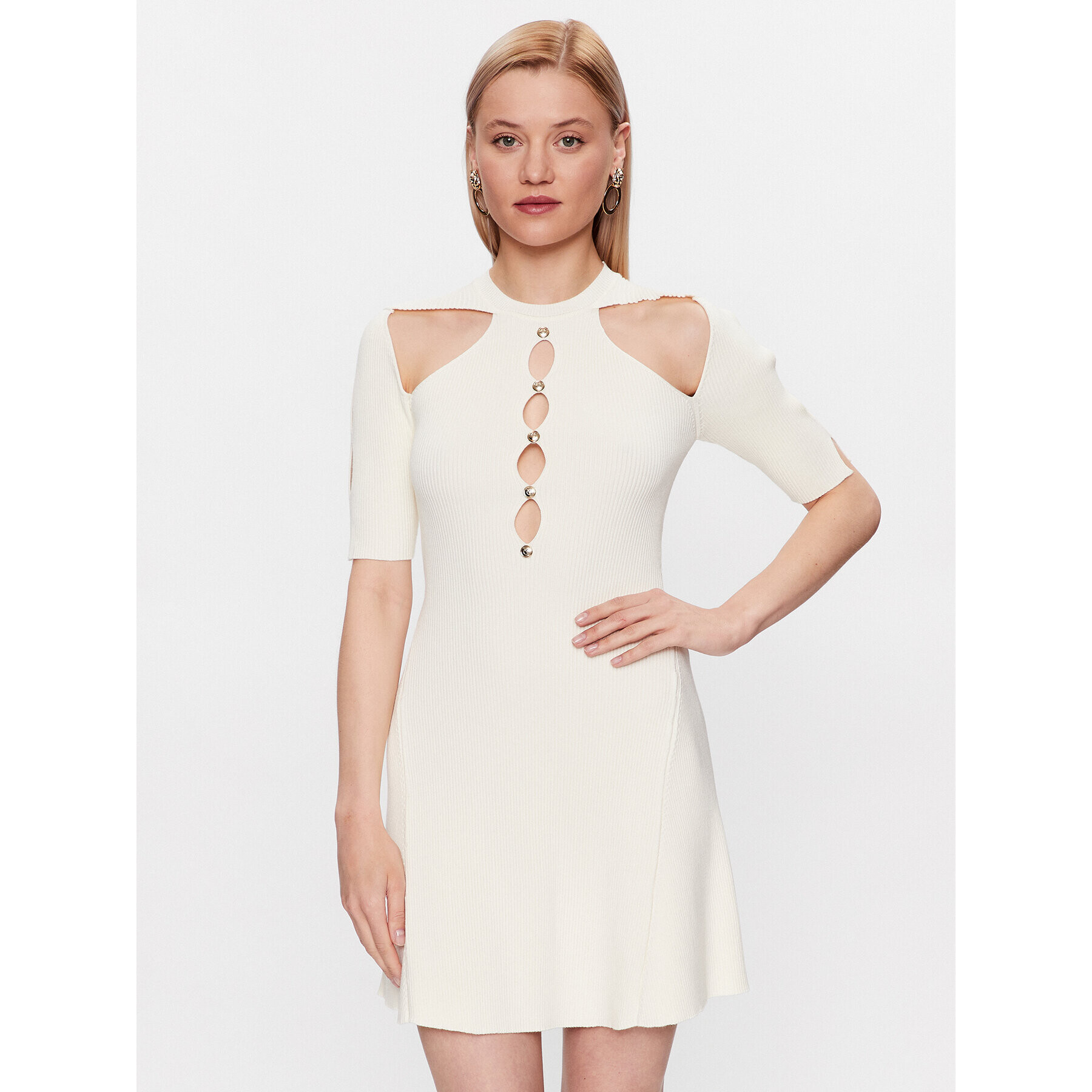 Pinko Rochie tricotată 101227 A0TU Alb Regular Fit - Pled.ro