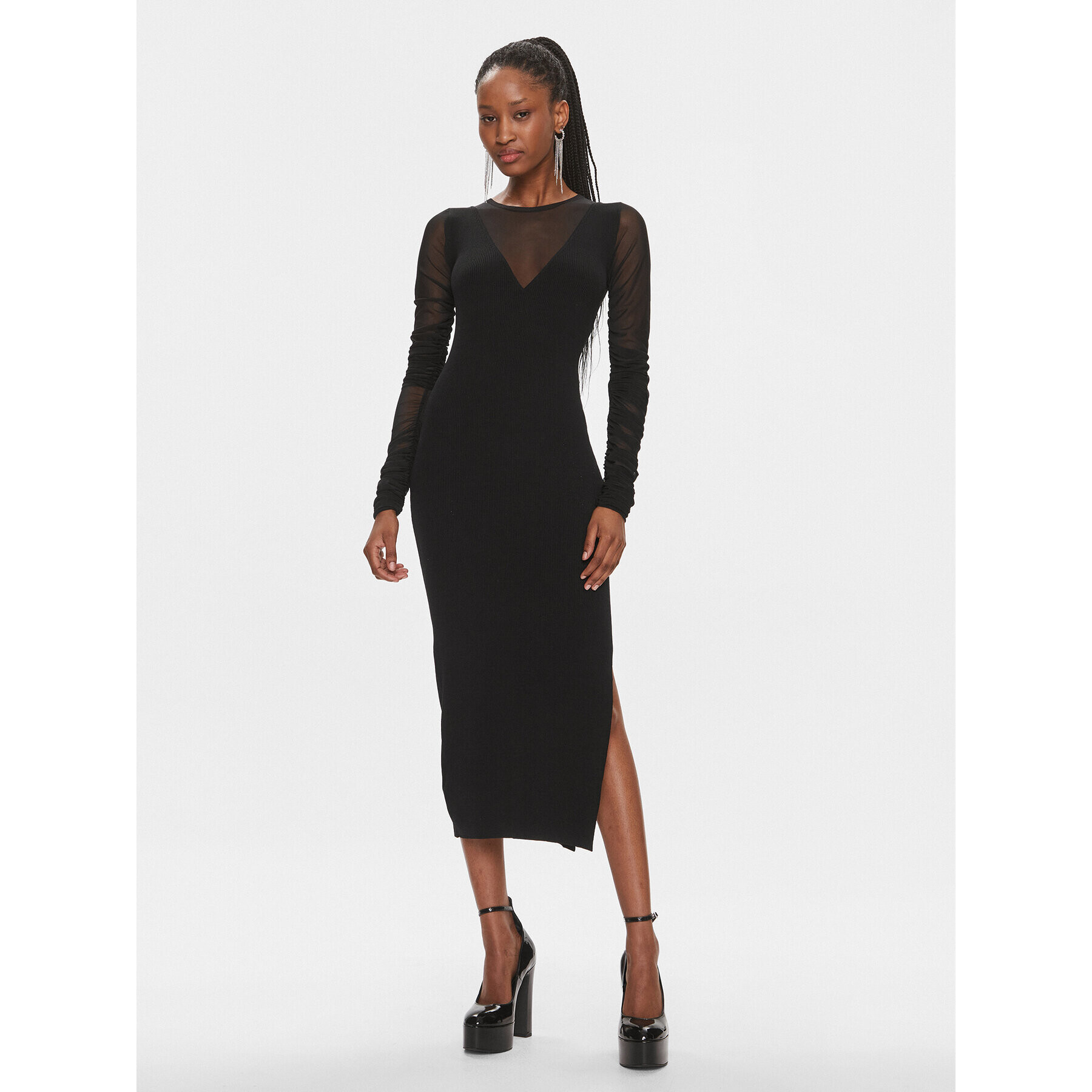 Pinko Rochie tricotată Bergamotto 103019 A1KX Negru Slim Fit - Pled.ro