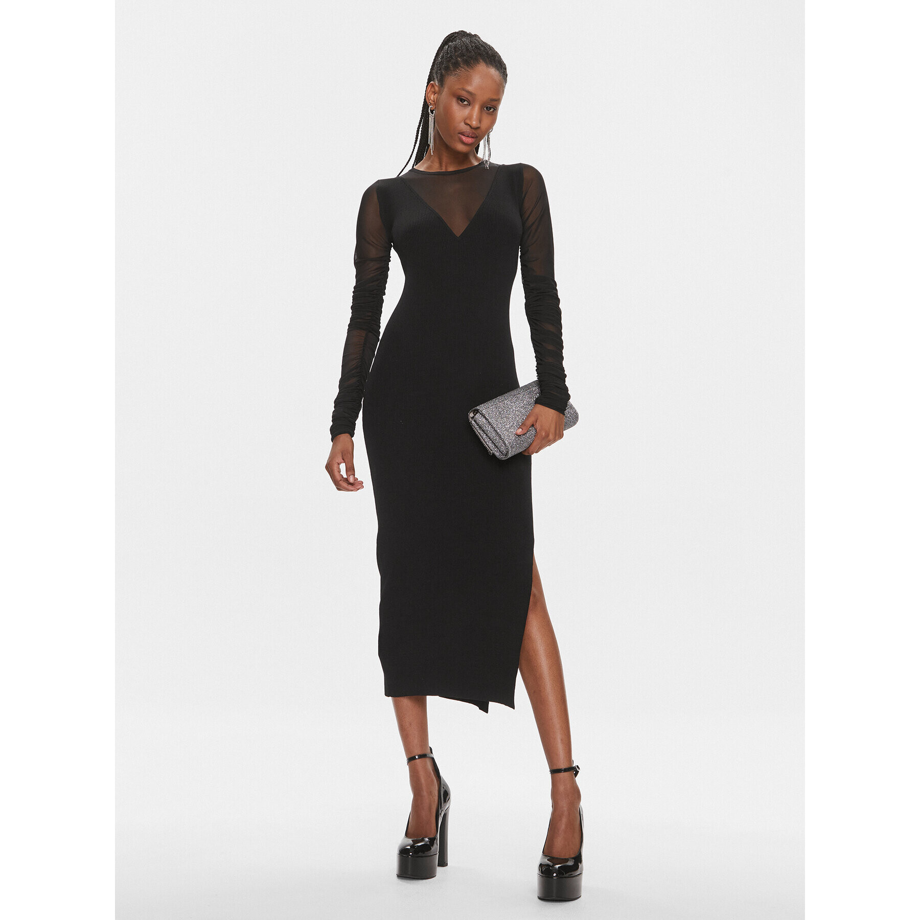 Pinko Rochie tricotată Bergamotto 103019 A1KX Negru Slim Fit - Pled.ro