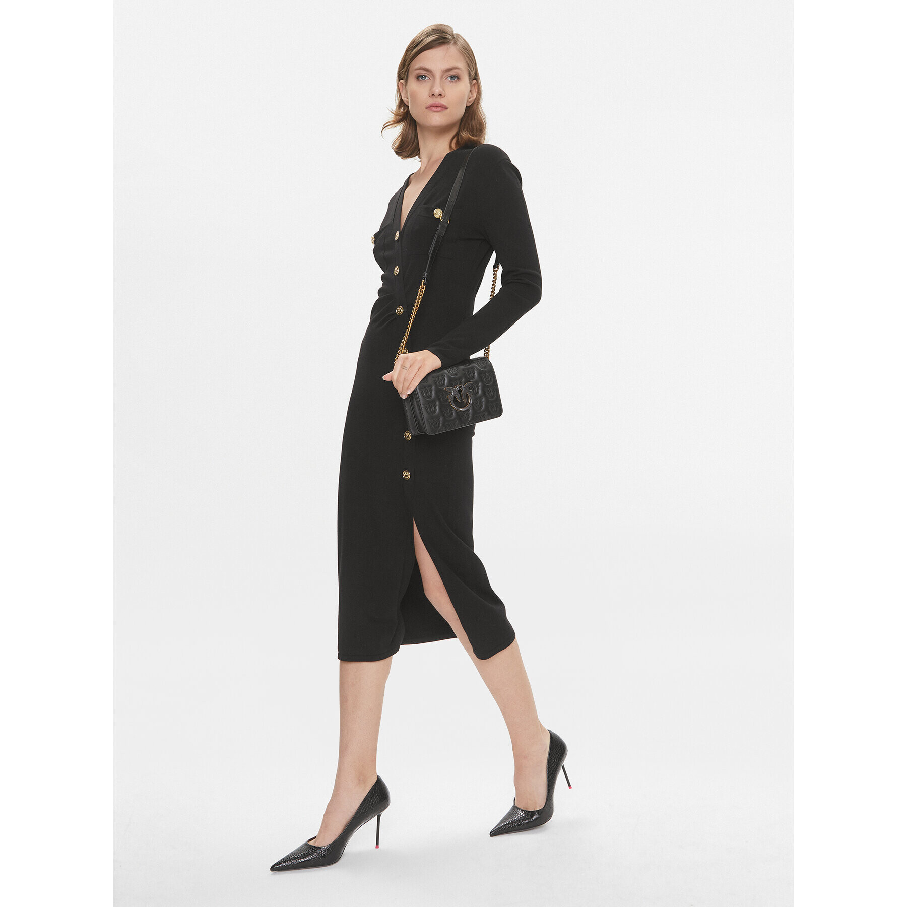 Pinko Rochie tricotată Comasico 101925 A16I Negru Slim Fit - Pled.ro