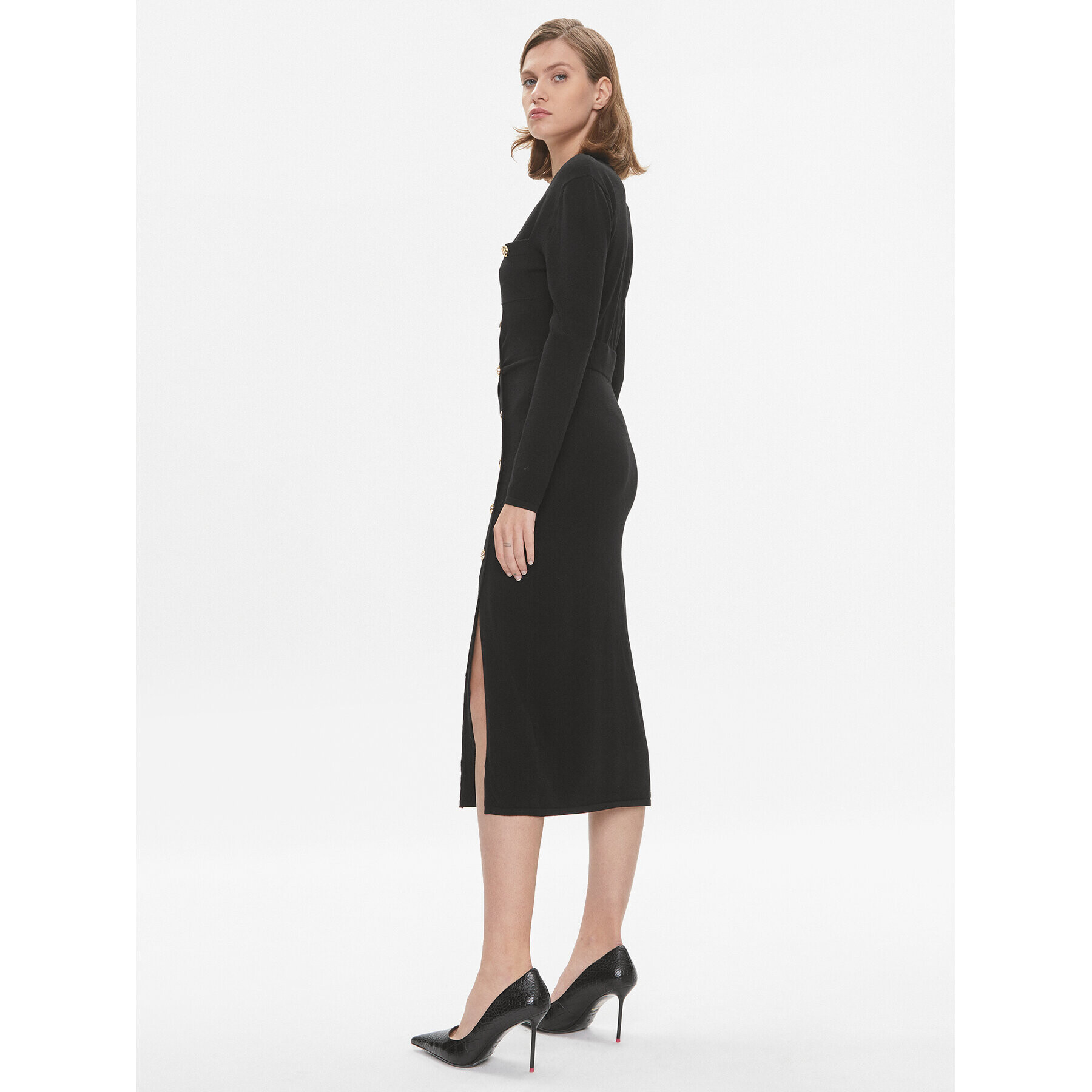 Pinko Rochie tricotată Comasico 101925 A16I Negru Slim Fit - Pled.ro