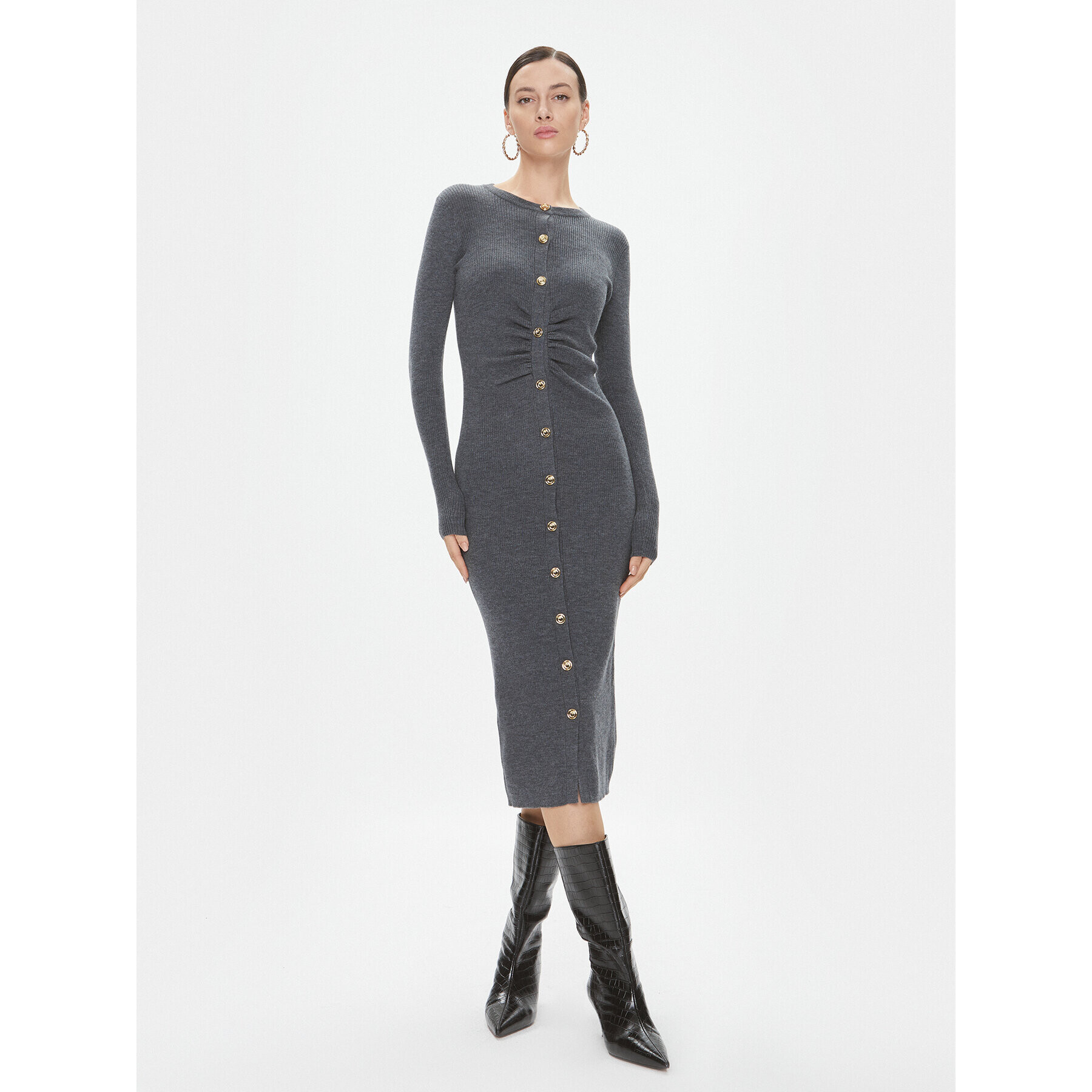 Pinko Rochie tricotată Ermellino 101926 A15S Gri Slim Fit - Pled.ro