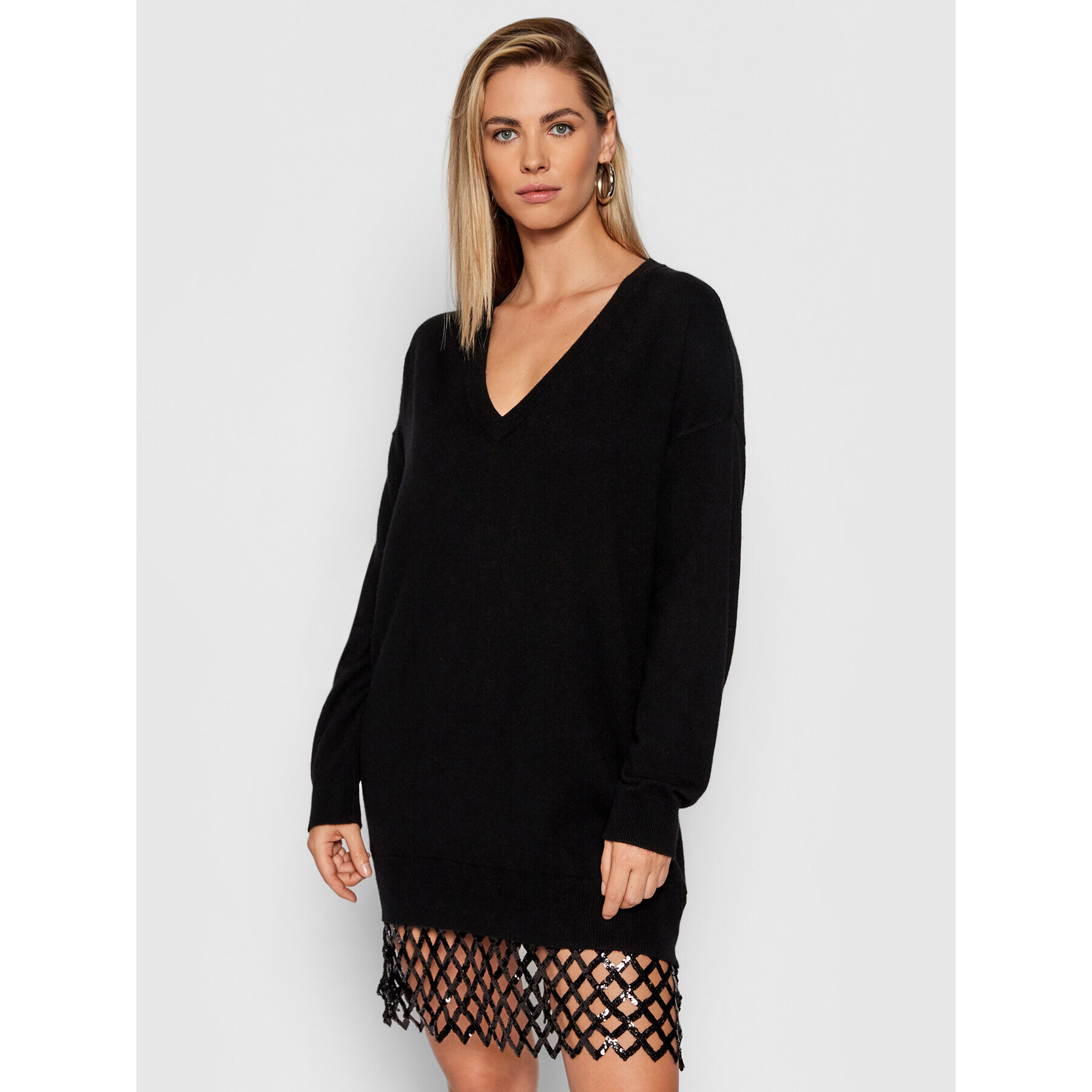 Pinko Rochie tricotată Pica 1G1684 Y779 Negru Relaxed Fit - Pled.ro