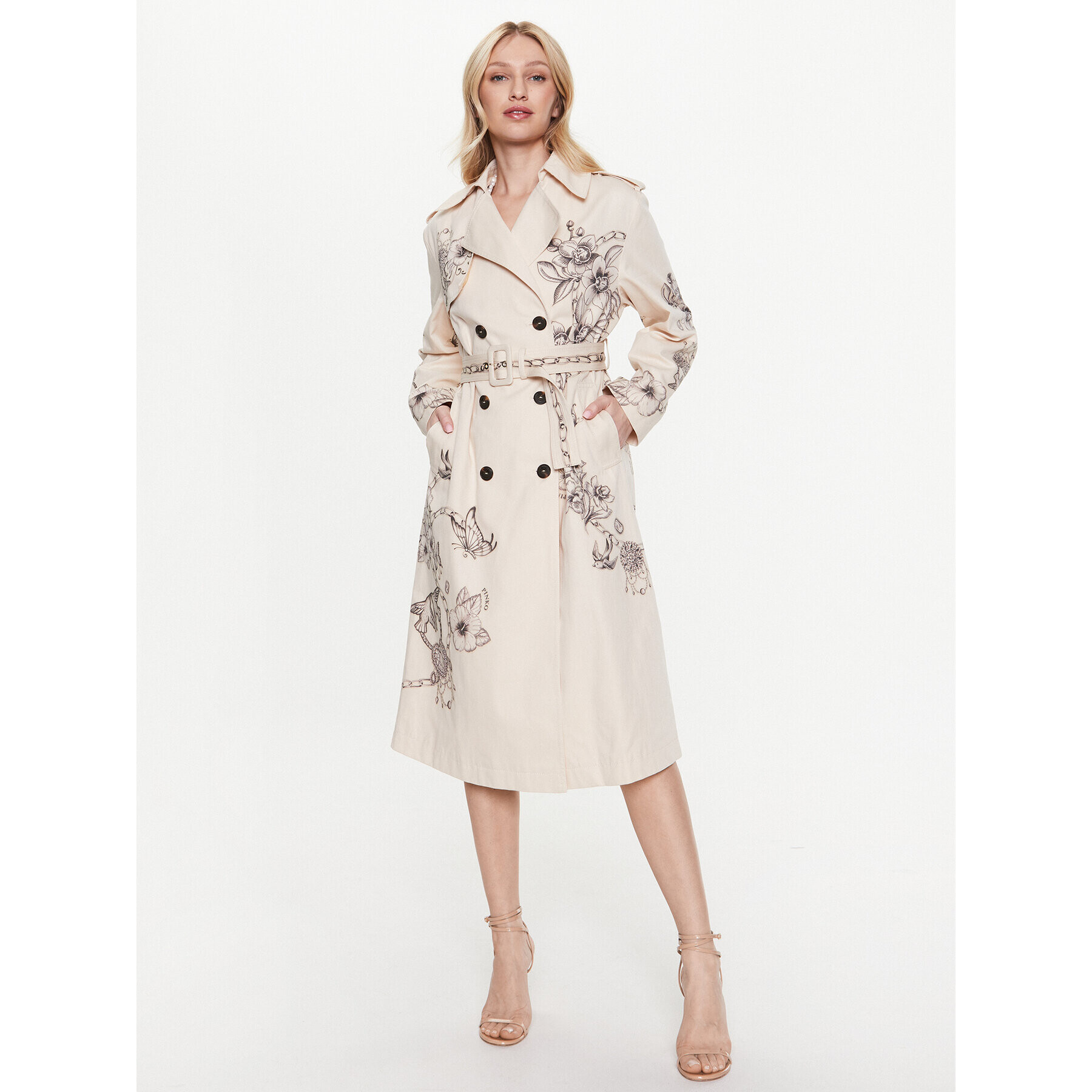 Pinko Trench 100990 A0TL Bej Regular Fit - Pled.ro