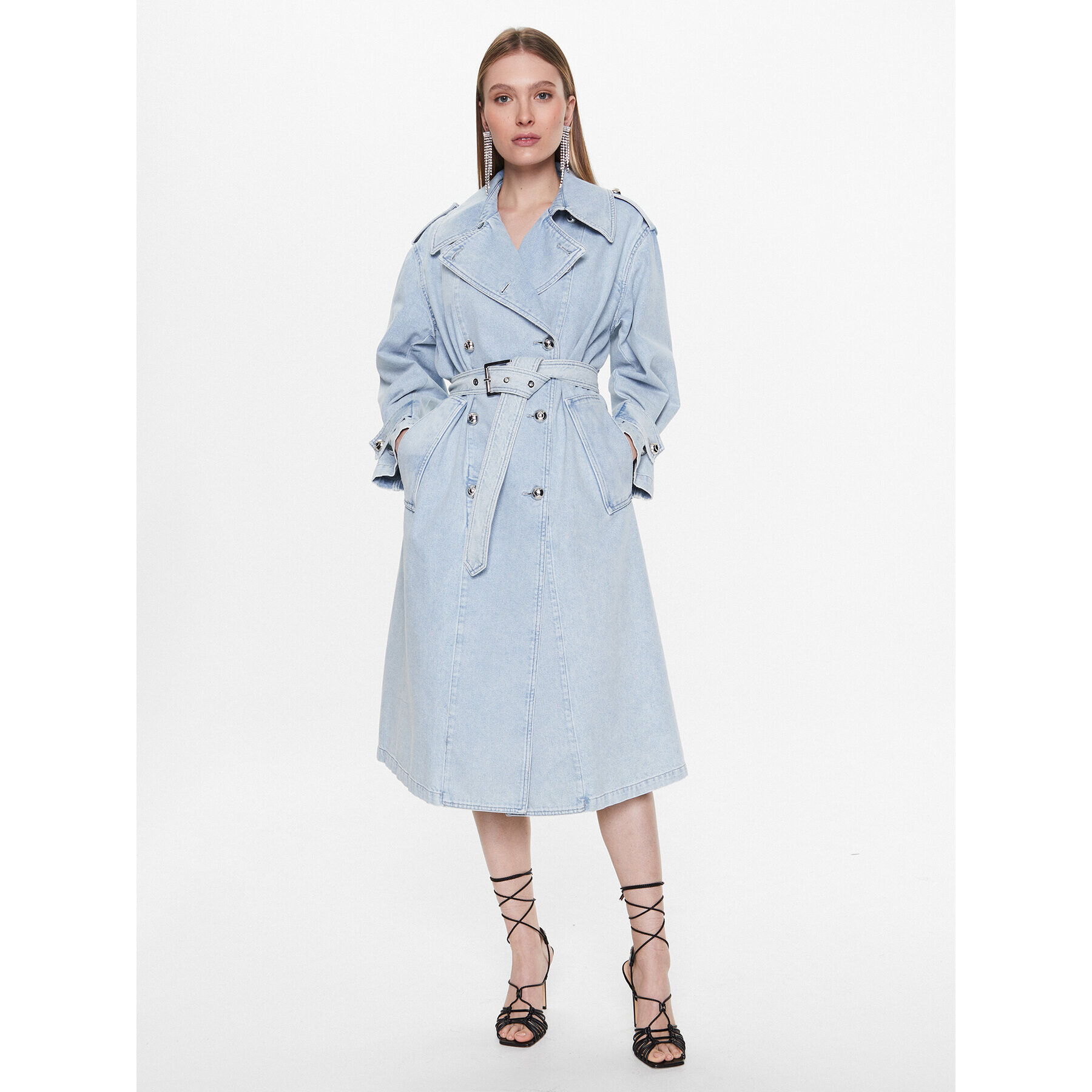 Pinko Trench Partita 100586 A0MX Albastru Regular Fit - Pled.ro