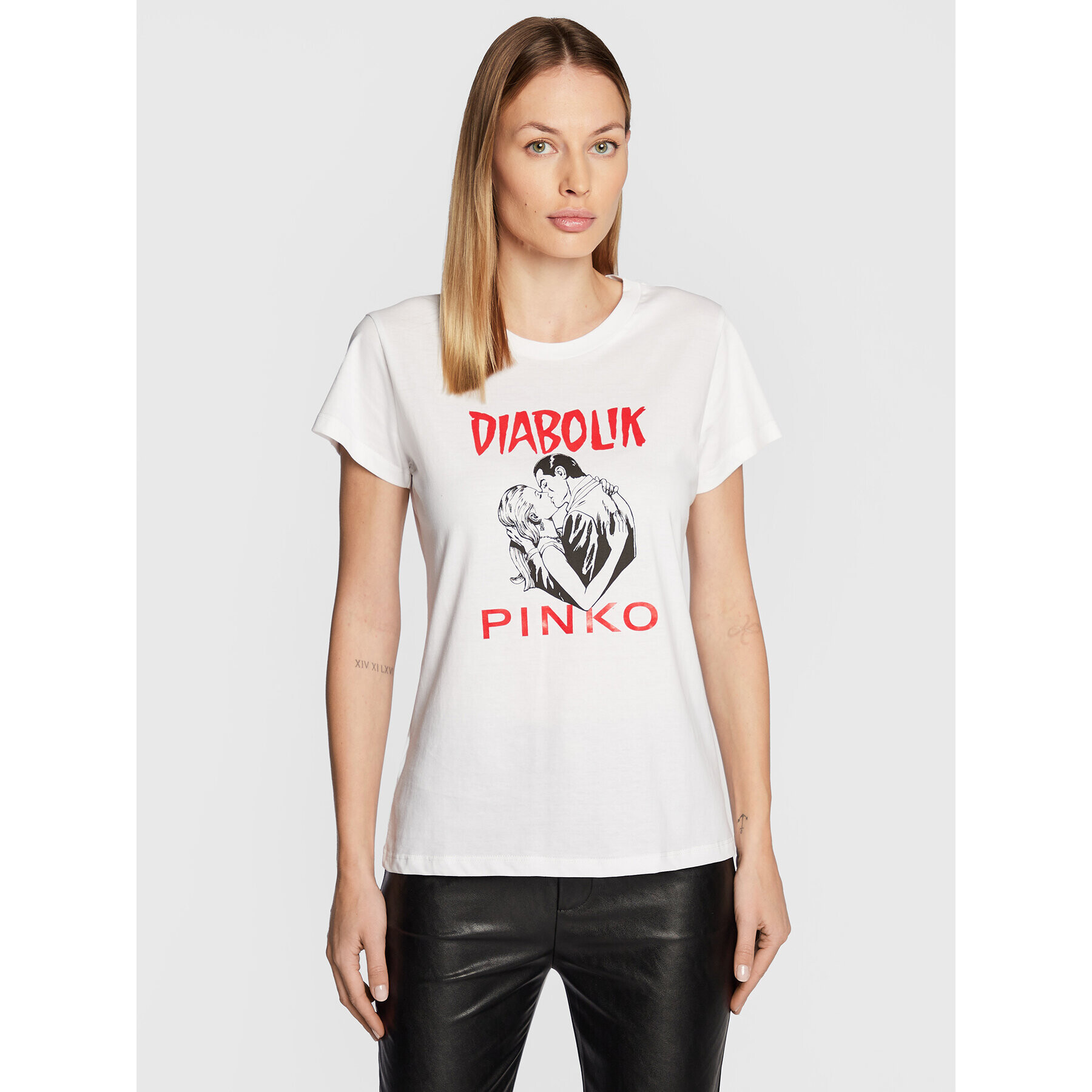 Pinko Tricou DIABOLIK Fabiana 1L1098 Y5SN Alb Regular Fit - Pled.ro