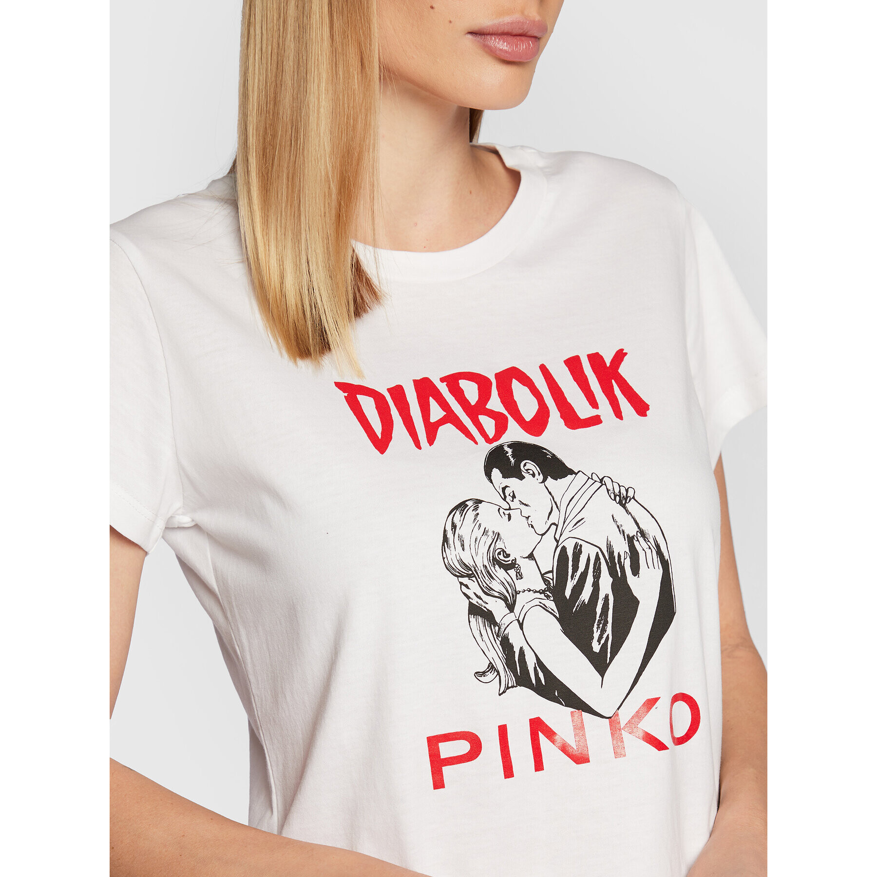 Pinko Tricou DIABOLIK Fabiana 1L1098 Y5SN Alb Regular Fit - Pled.ro