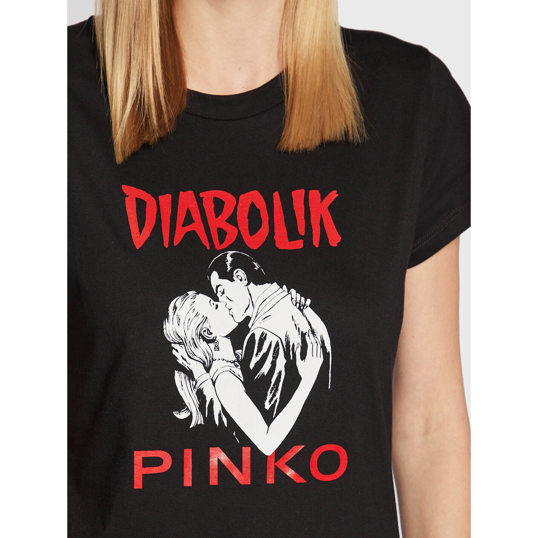 Pinko Tricou DIABOLIK Fabiana 1L1098 Y5SN Negru Regular Fit - Pled.ro