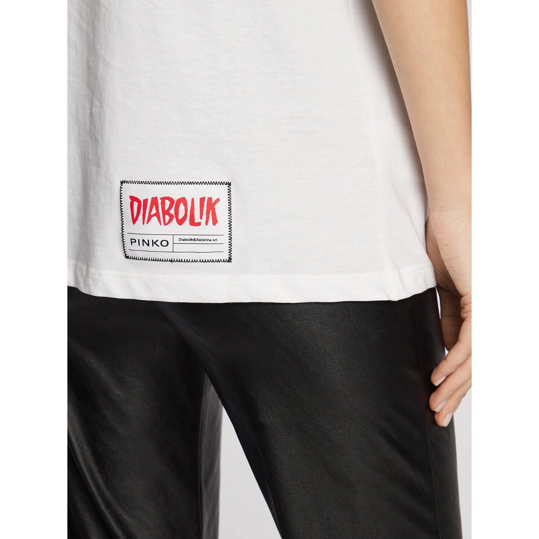 Pinko Tricou DIABOLIK Fabiola 1L1099 Y5SN Alb Regular Fit - Pled.ro