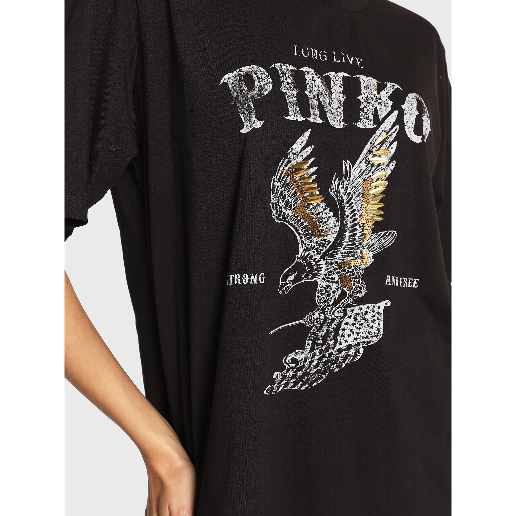 Pinko Tricou Locatelli 4 1G18BG Y2UL Negru Relaxed Fit - Pled.ro