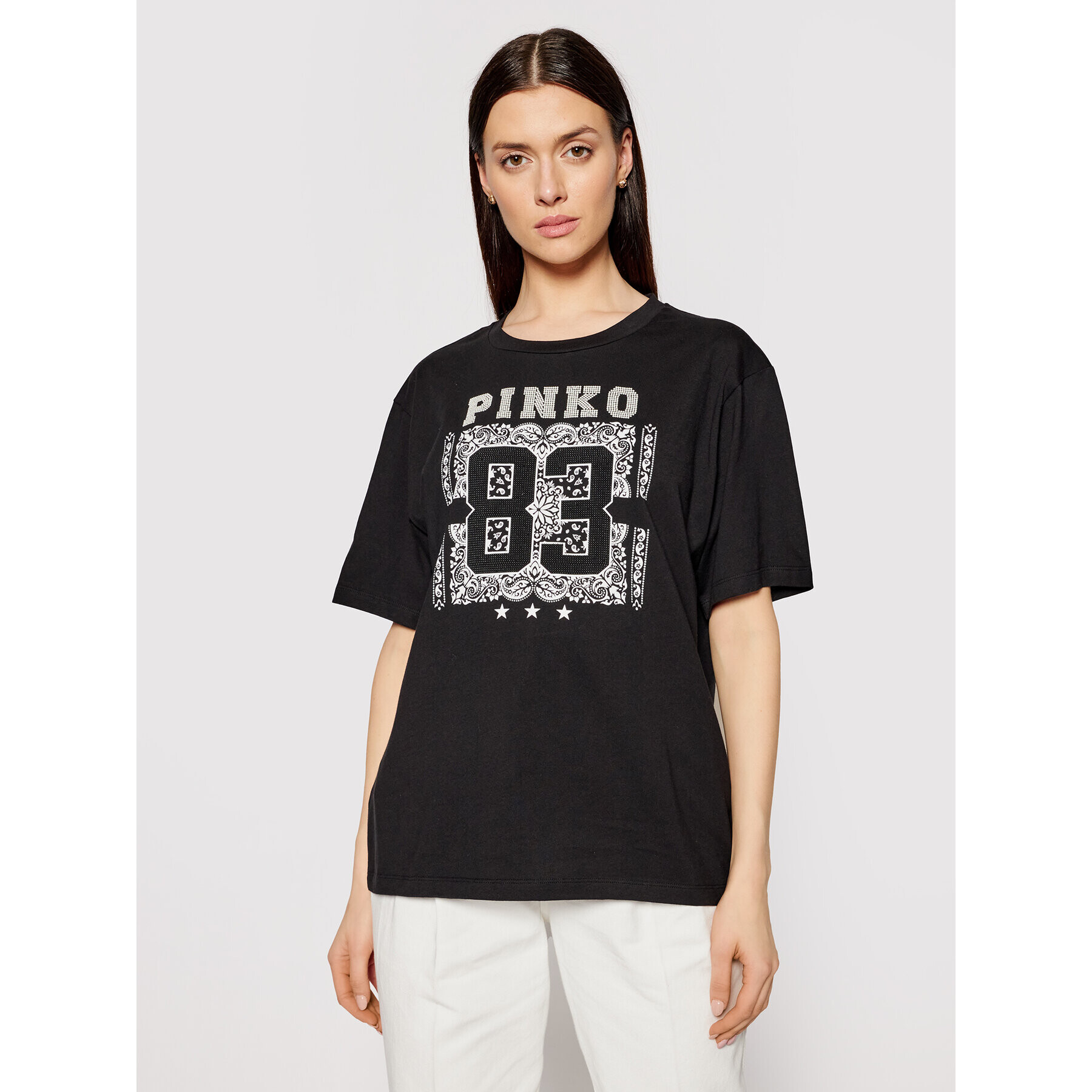 Pinko Tricou Svalutation PE 21 PSPG 1N134D Y5BD Negru Relaxed Fit - Pled.ro