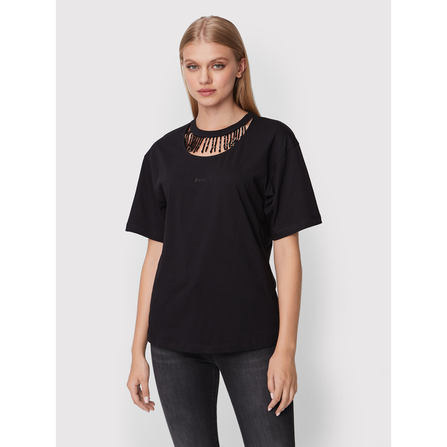 Pinko Tricou Tiphanie 1G18AS A06Y Negru Regular Fit - Pled.ro