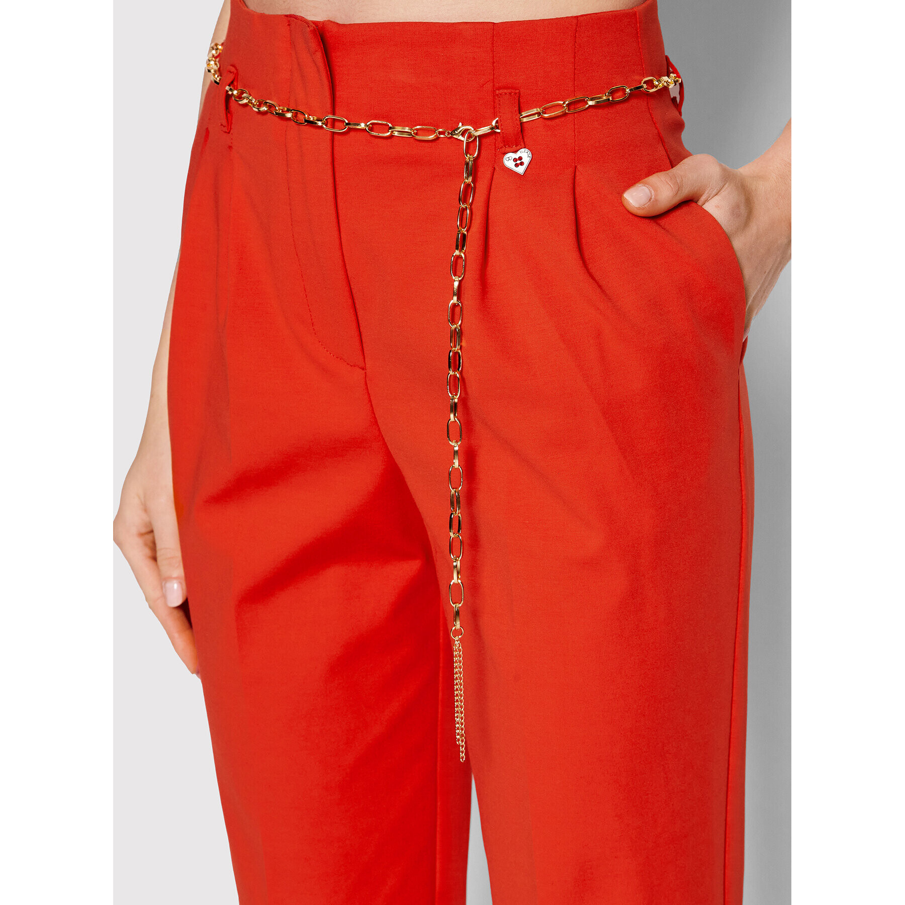 Please Pantaloni din material P493LIRIDE Portocaliu Regular Fit - Pled.ro