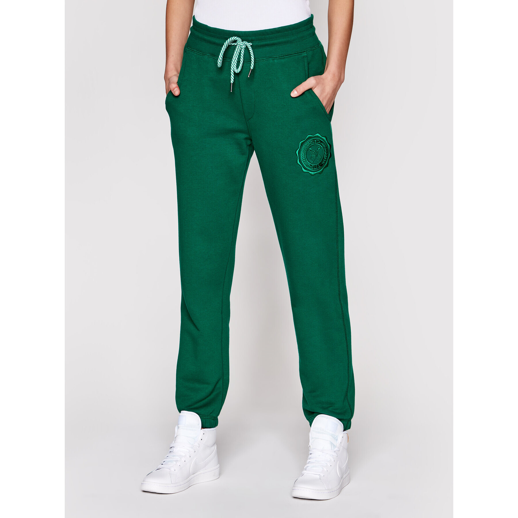 PLNY LALA Pantaloni trening Liptsitck Mister PL-SP-MS-00049 Verde Regular Fit - Pled.ro