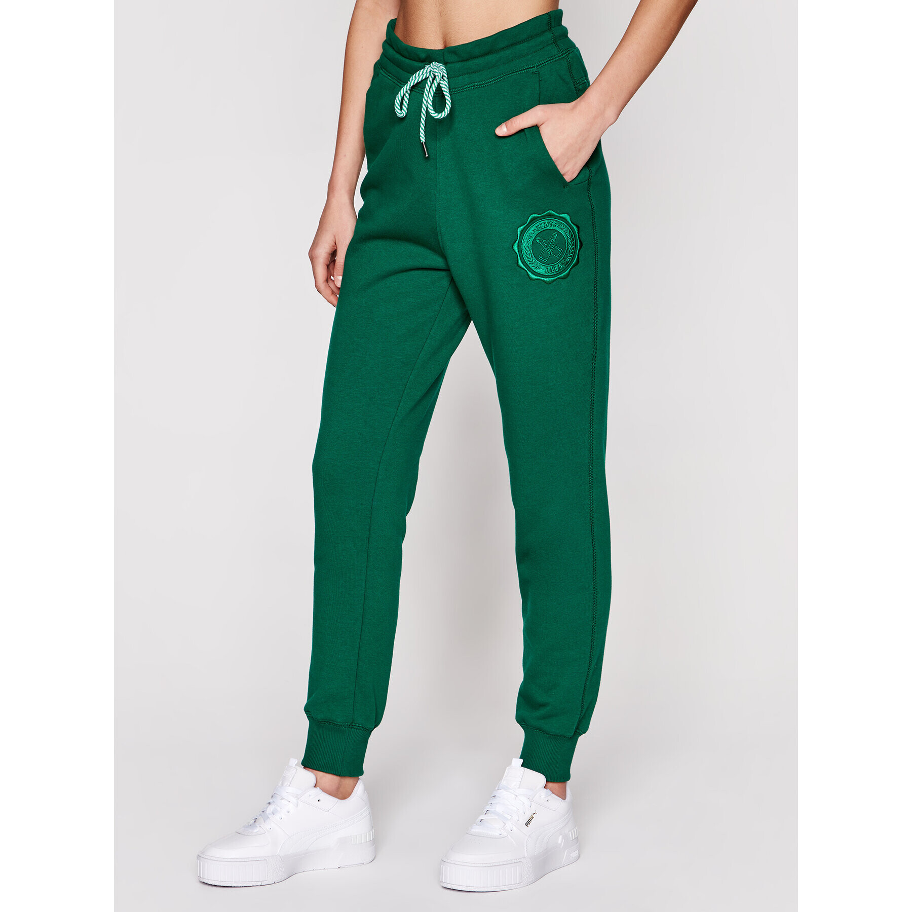 PLNY LALA Pantaloni trening Liptsitck Travel PL-SP-TV-00050 Verde Regular Fit - Pled.ro