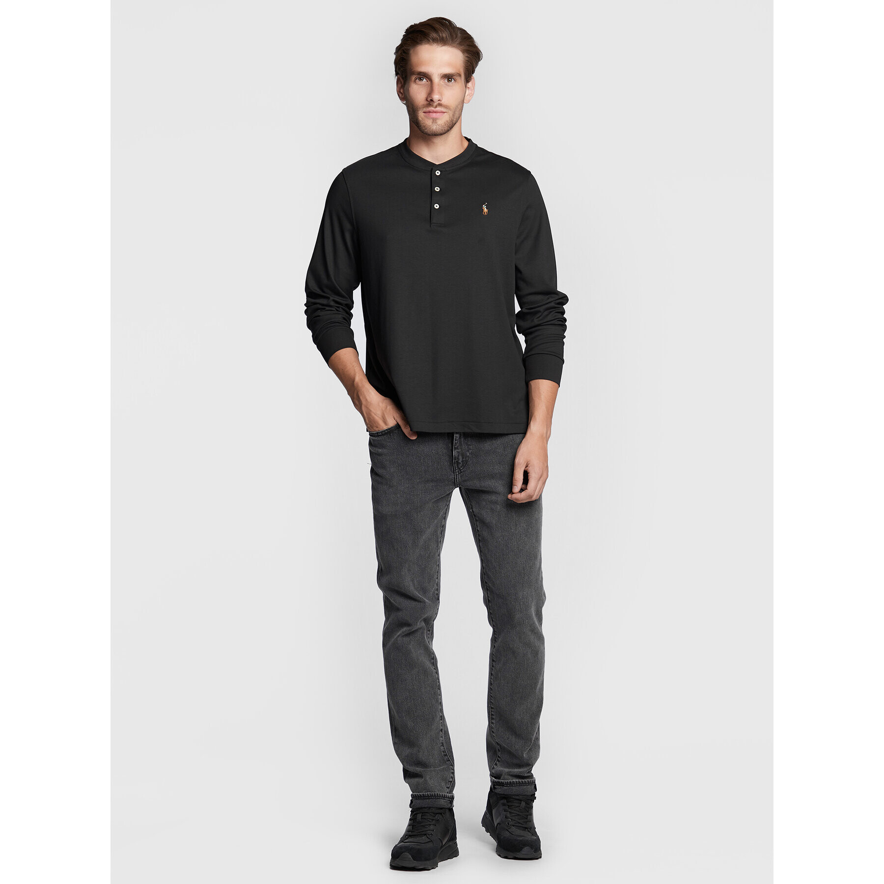 Polo Ralph Lauren Longsleeve 710876614001 Negru Slim Fit - Pled.ro