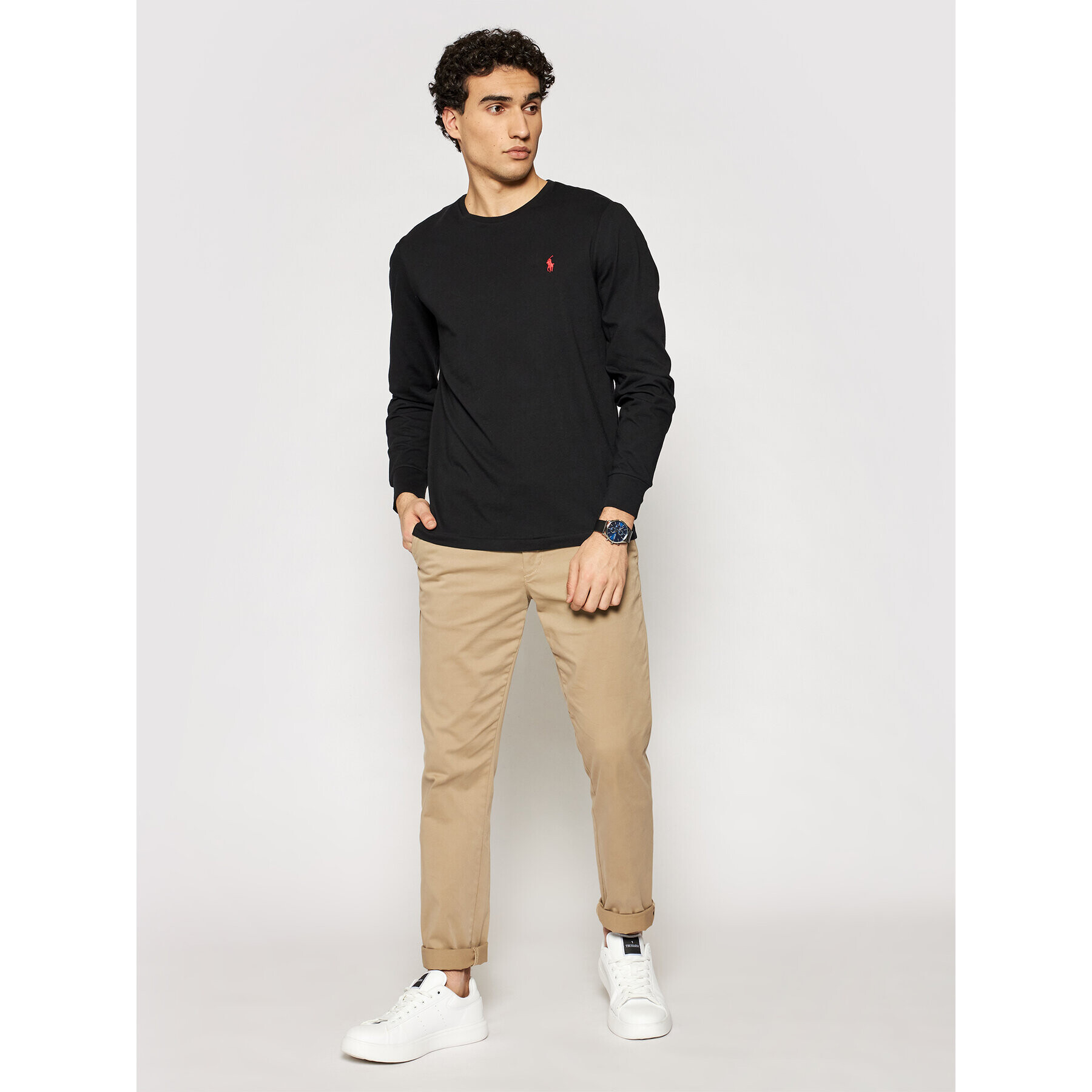 Polo Ralph Lauren Longsleeve Classics 710671468001 Negru Custom Slim Fit - Pled.ro