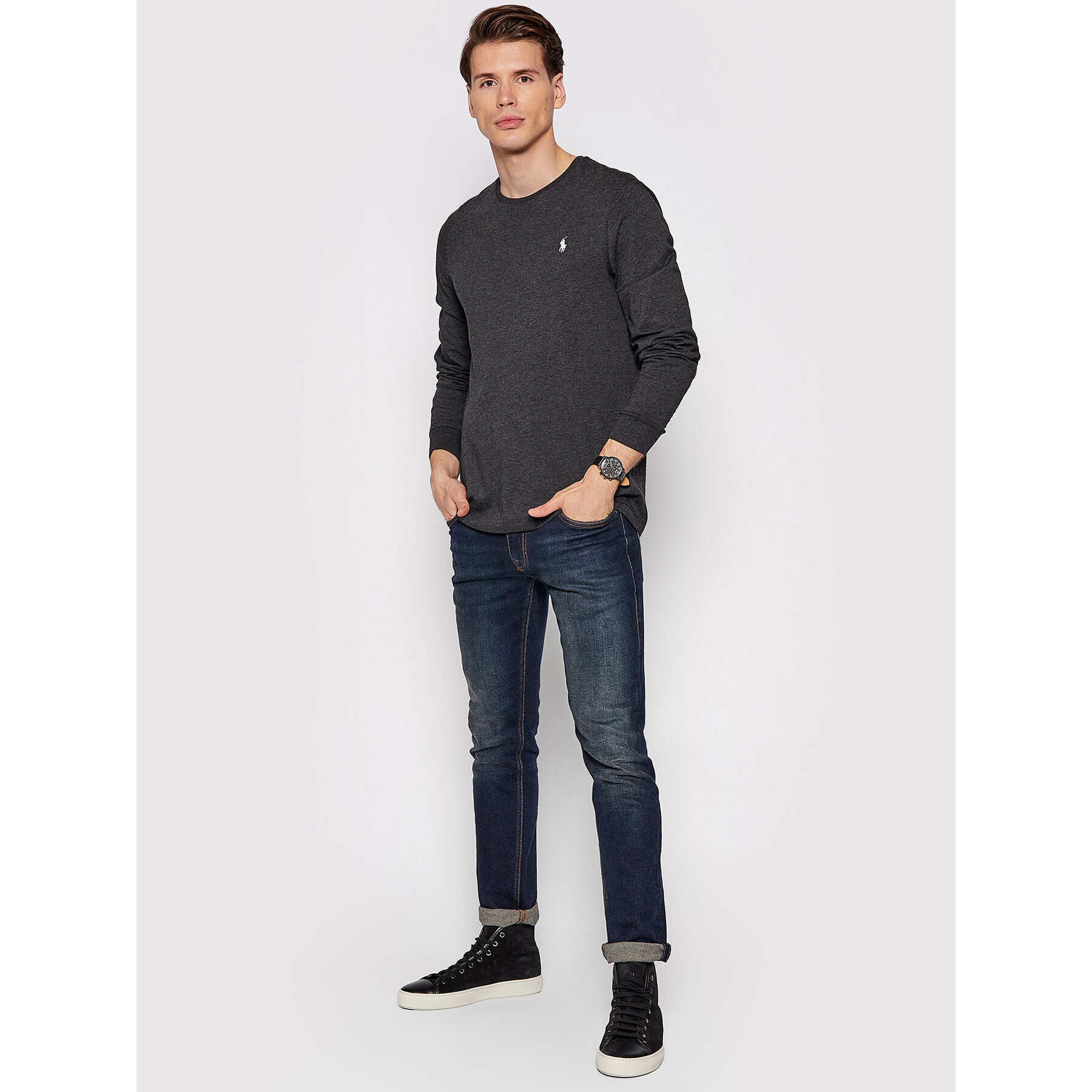 Polo Ralph Lauren Longsleeve Classics 710671468037 Negru Custom Slim Fit - Pled.ro