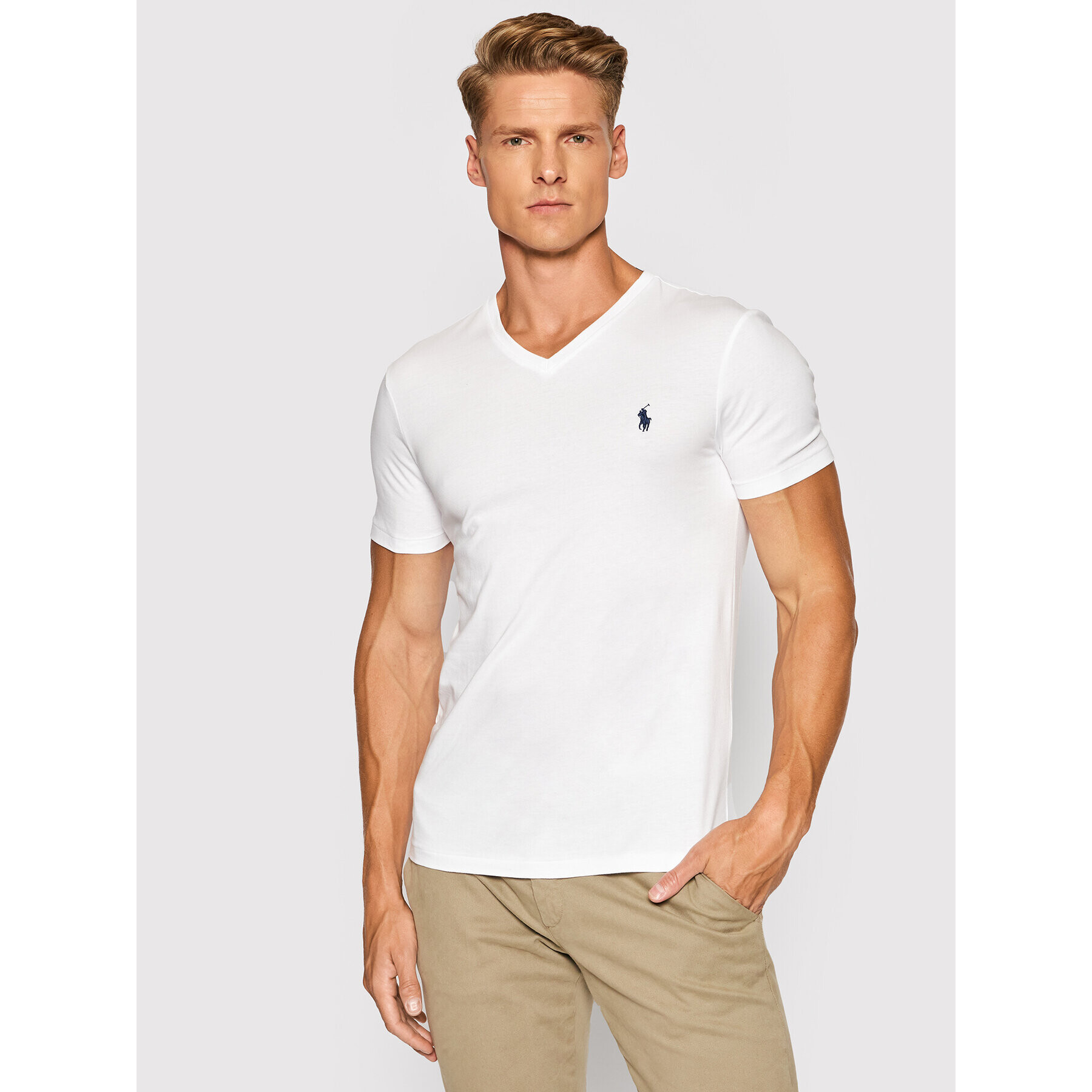 Polo Ralph Lauren Tricou 710671453008 Alb Slim Fit - Pled.ro