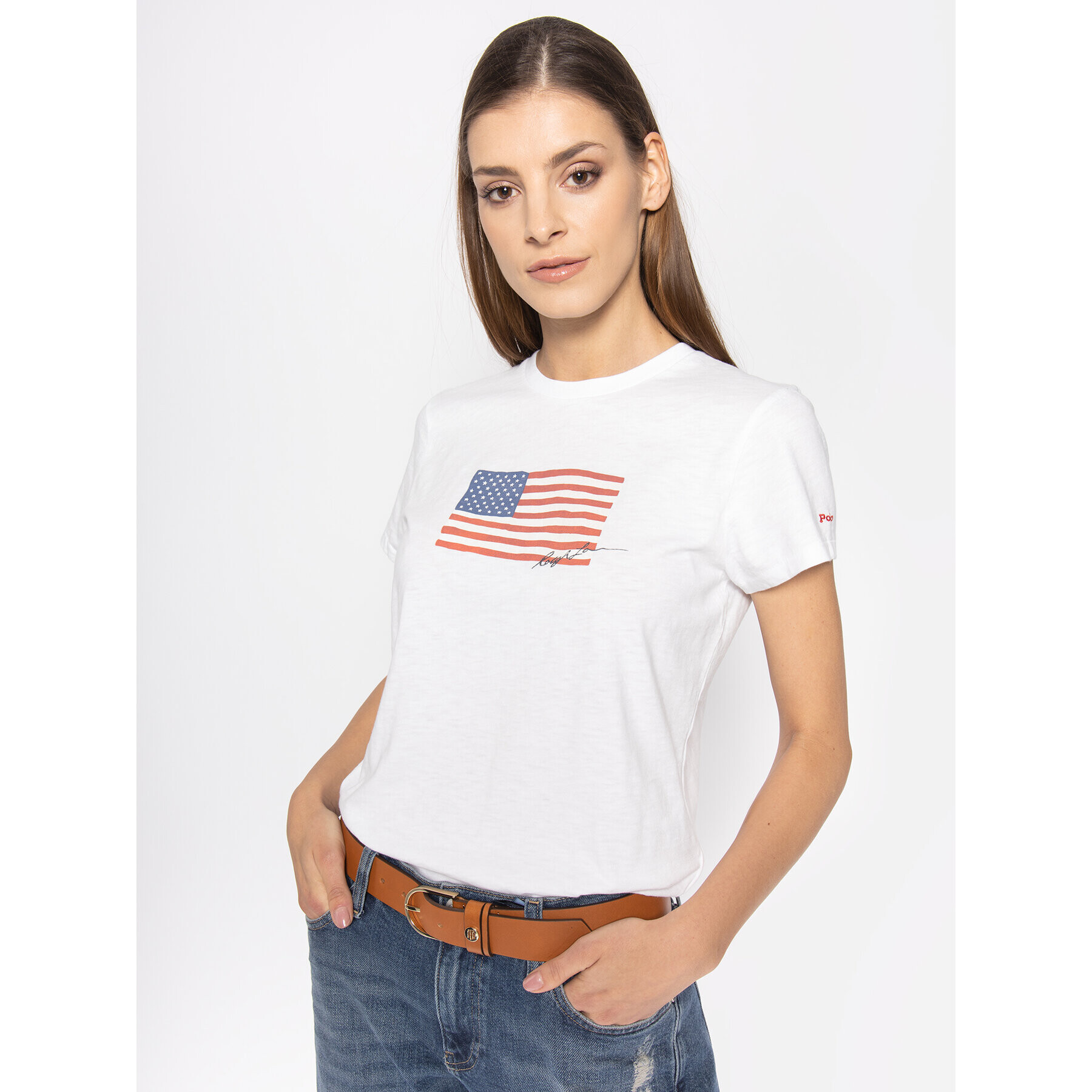 Polo Ralph Lauren Tricou Nv Flag 211782940 Alb Regular Fit - Pled.ro