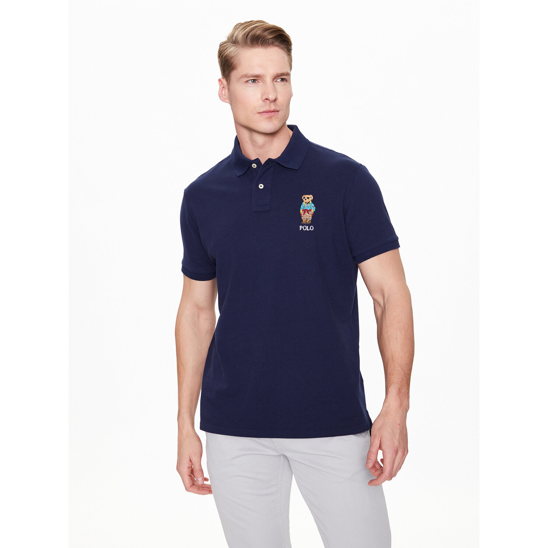 Polo Ralph Lauren Tricou polo 710853312019 Bleumarin Slim Fit - Pled.ro