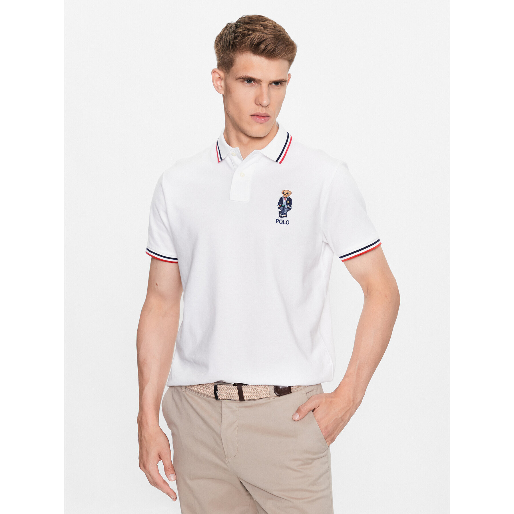 Polo Ralph Lauren Tricou polo 710863211005 Alb Custom Slim Fit - Pled.ro