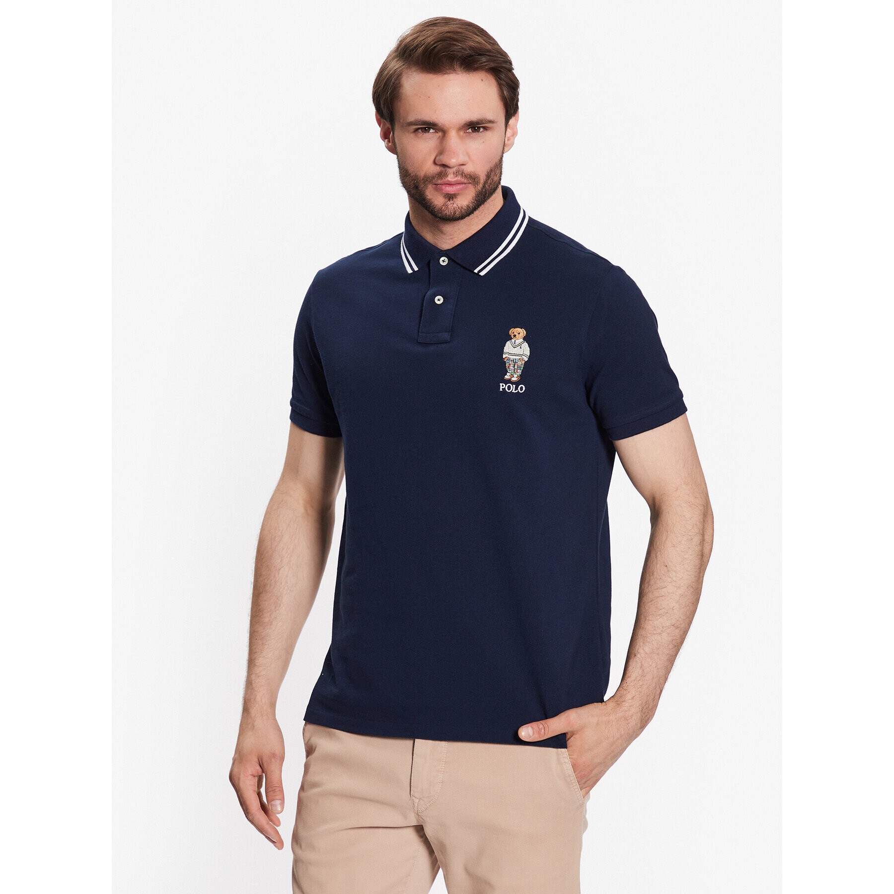 Polo Ralph Lauren Tricou polo 710867573003 Bleumarin Slim Fit - Pled.ro