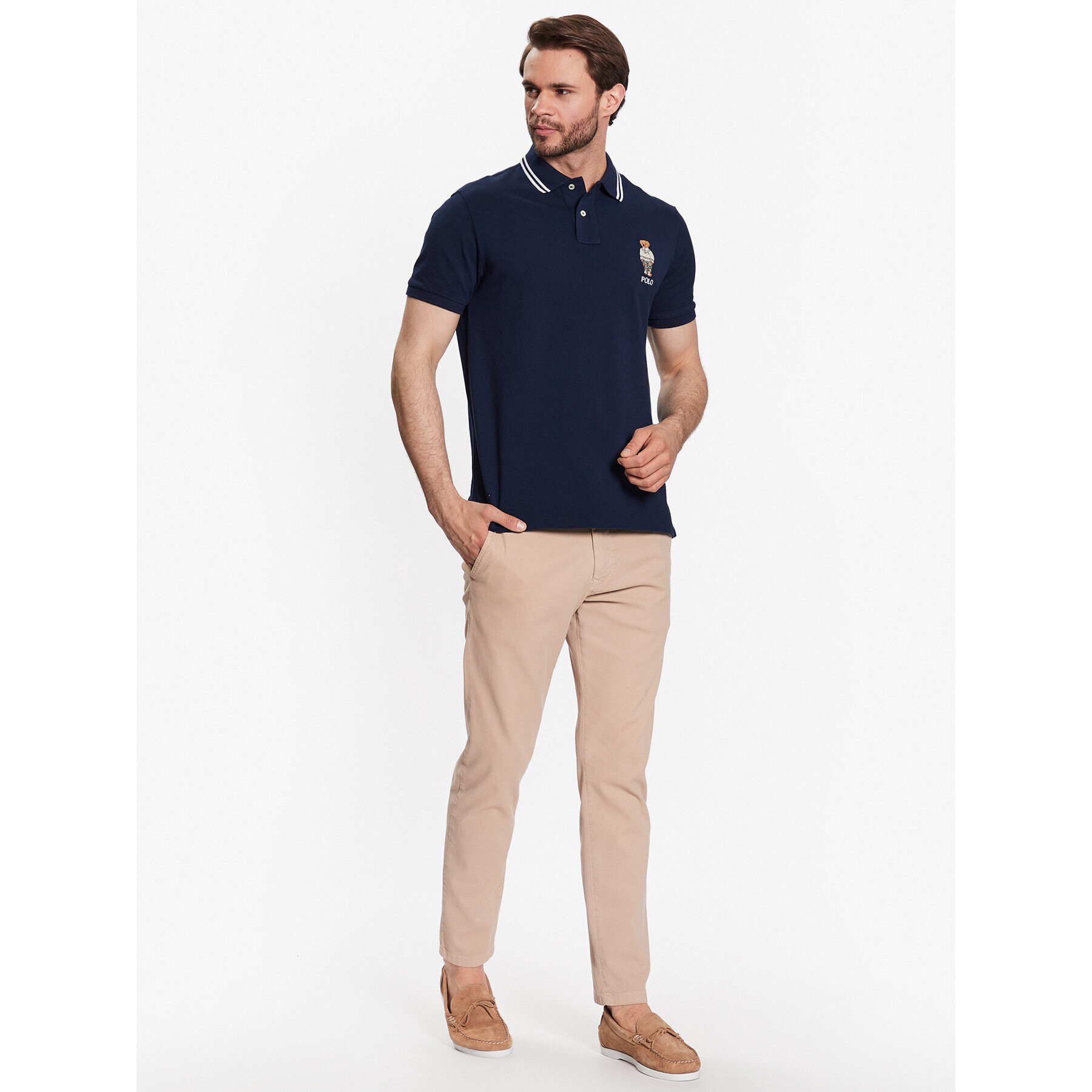 Polo Ralph Lauren Tricou polo 710867573003 Bleumarin Slim Fit - Pled.ro