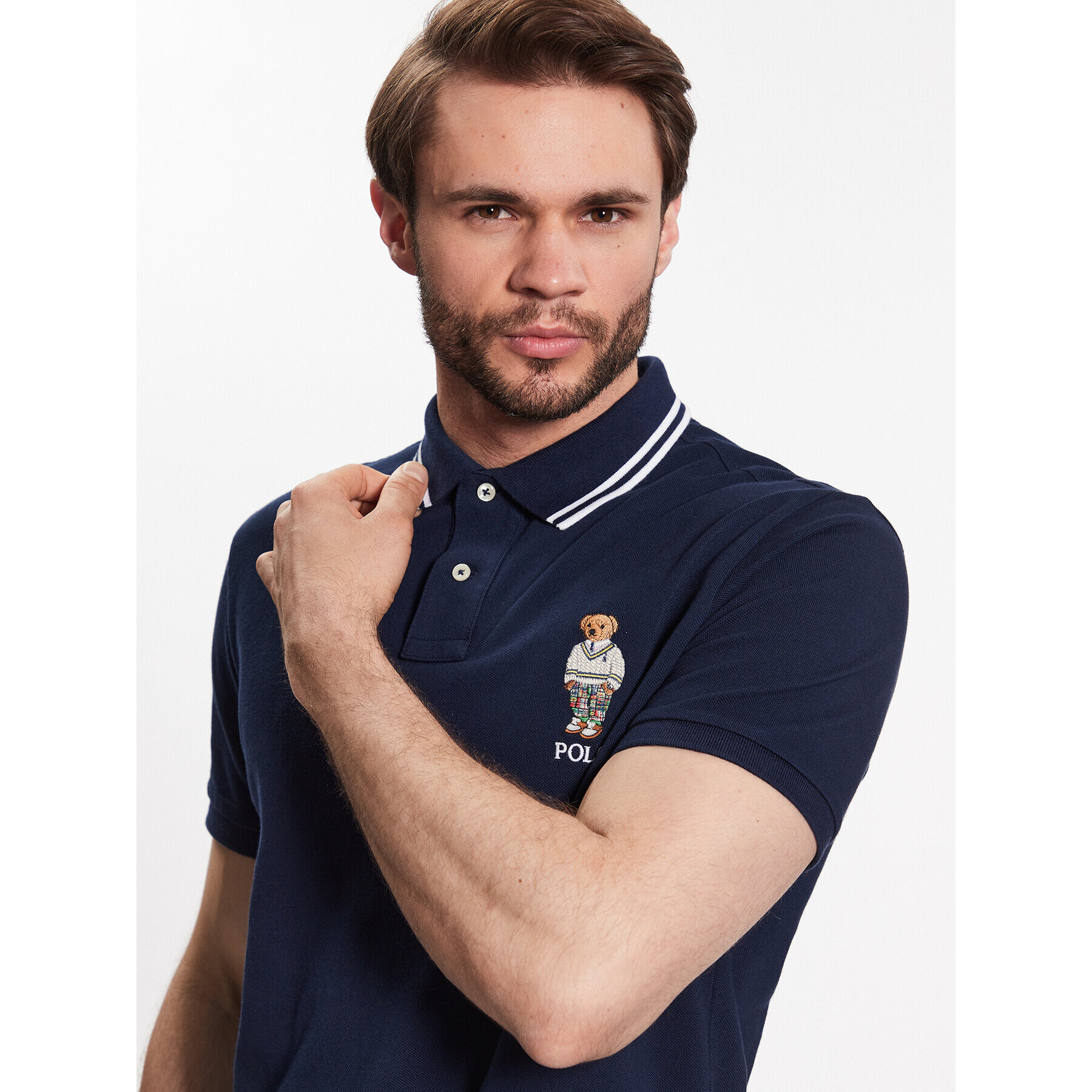 Polo Ralph Lauren Tricou polo 710867573003 Bleumarin Slim Fit - Pled.ro