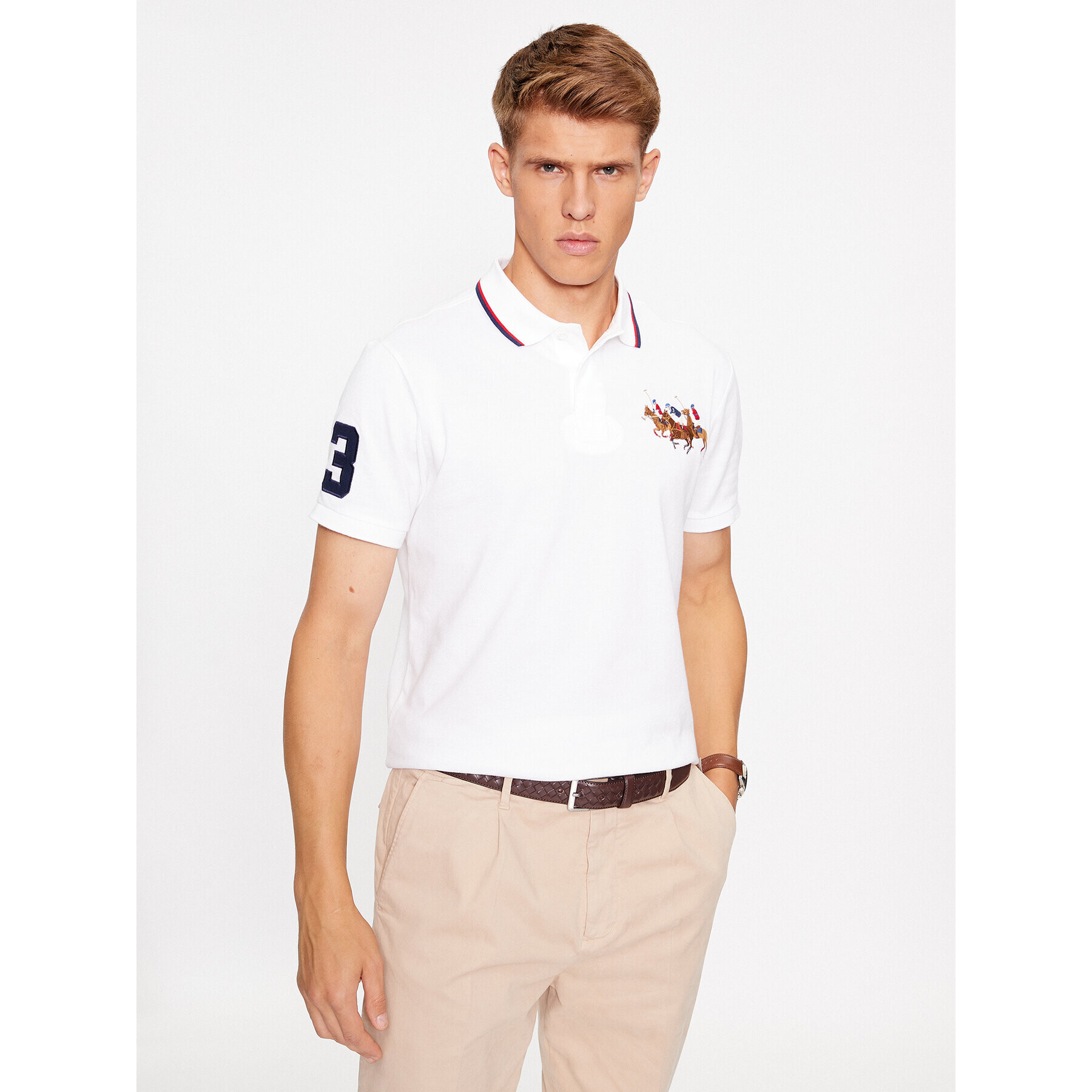 Polo Ralph Lauren Tricou polo 710900614001 Alb Custom Slim Fit - Pled.ro