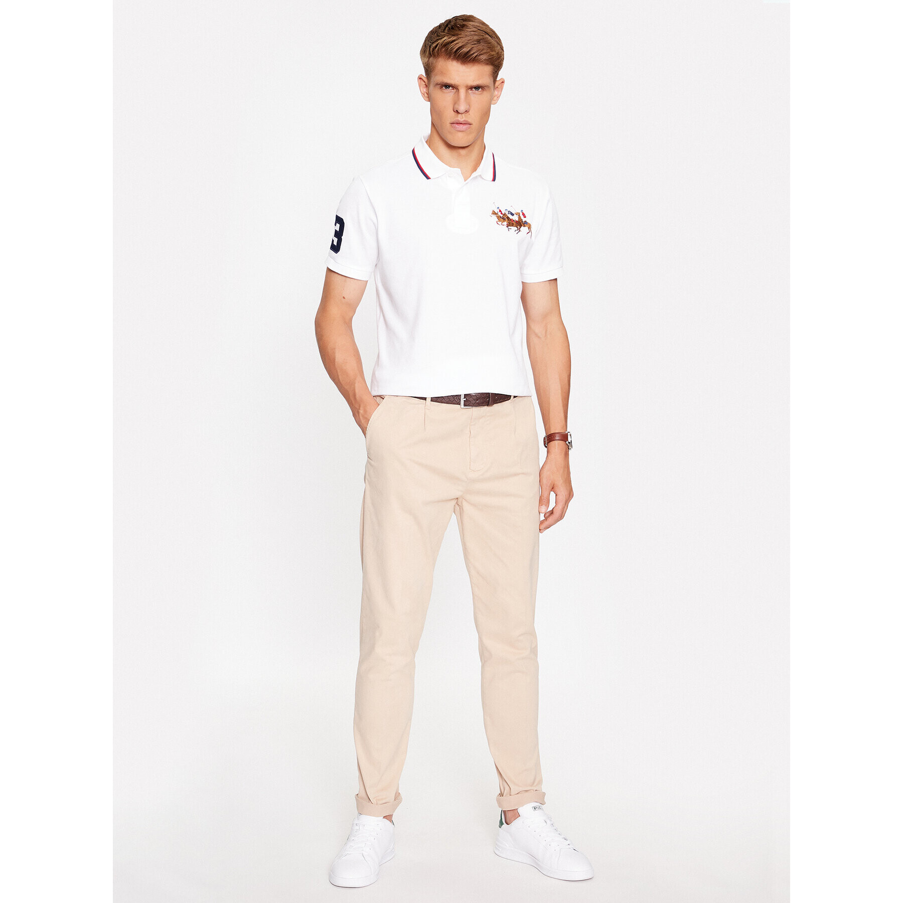 Polo Ralph Lauren Tricou polo 710900614001 Alb Custom Slim Fit - Pled.ro