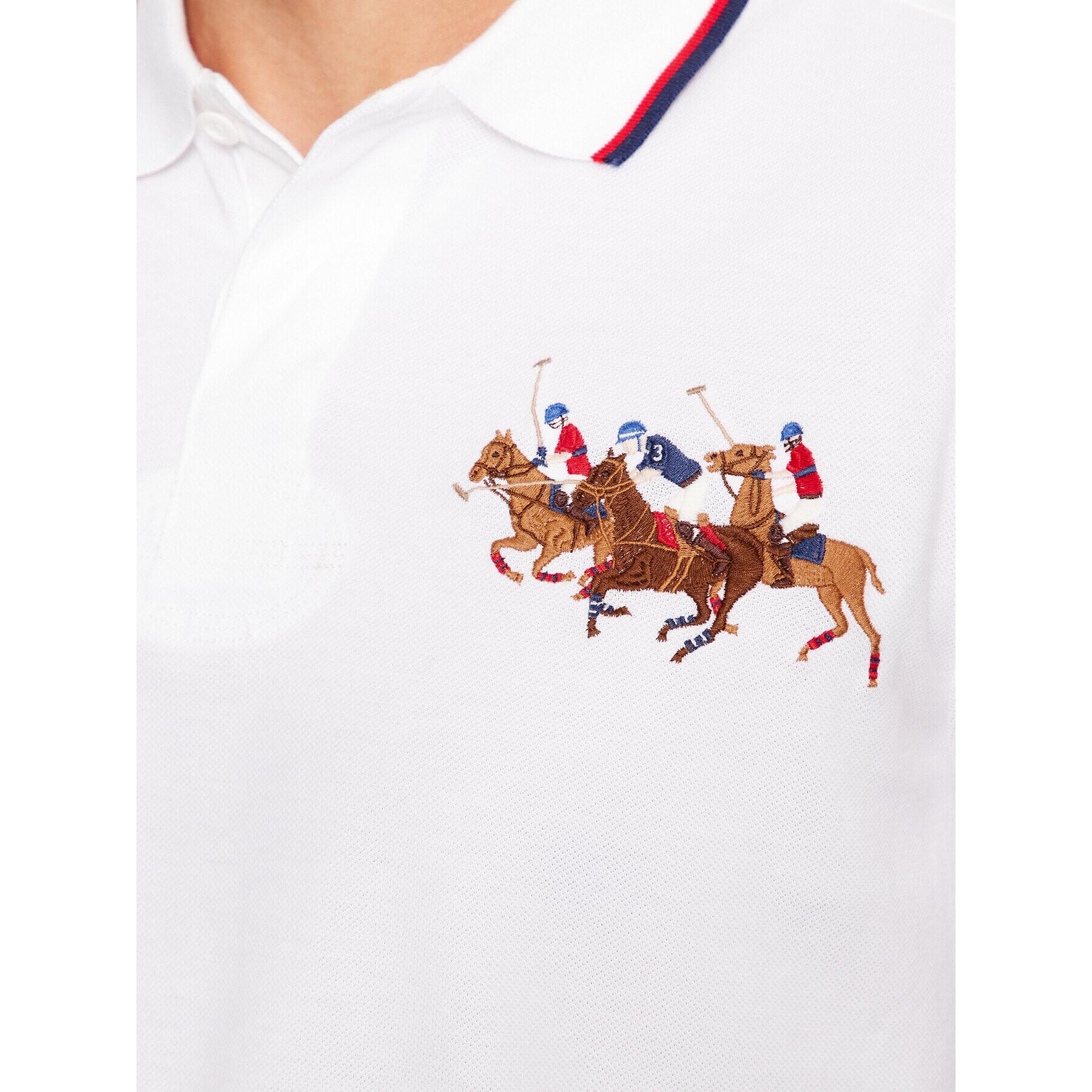 Polo Ralph Lauren Tricou polo 710900614001 Alb Custom Slim Fit - Pled.ro